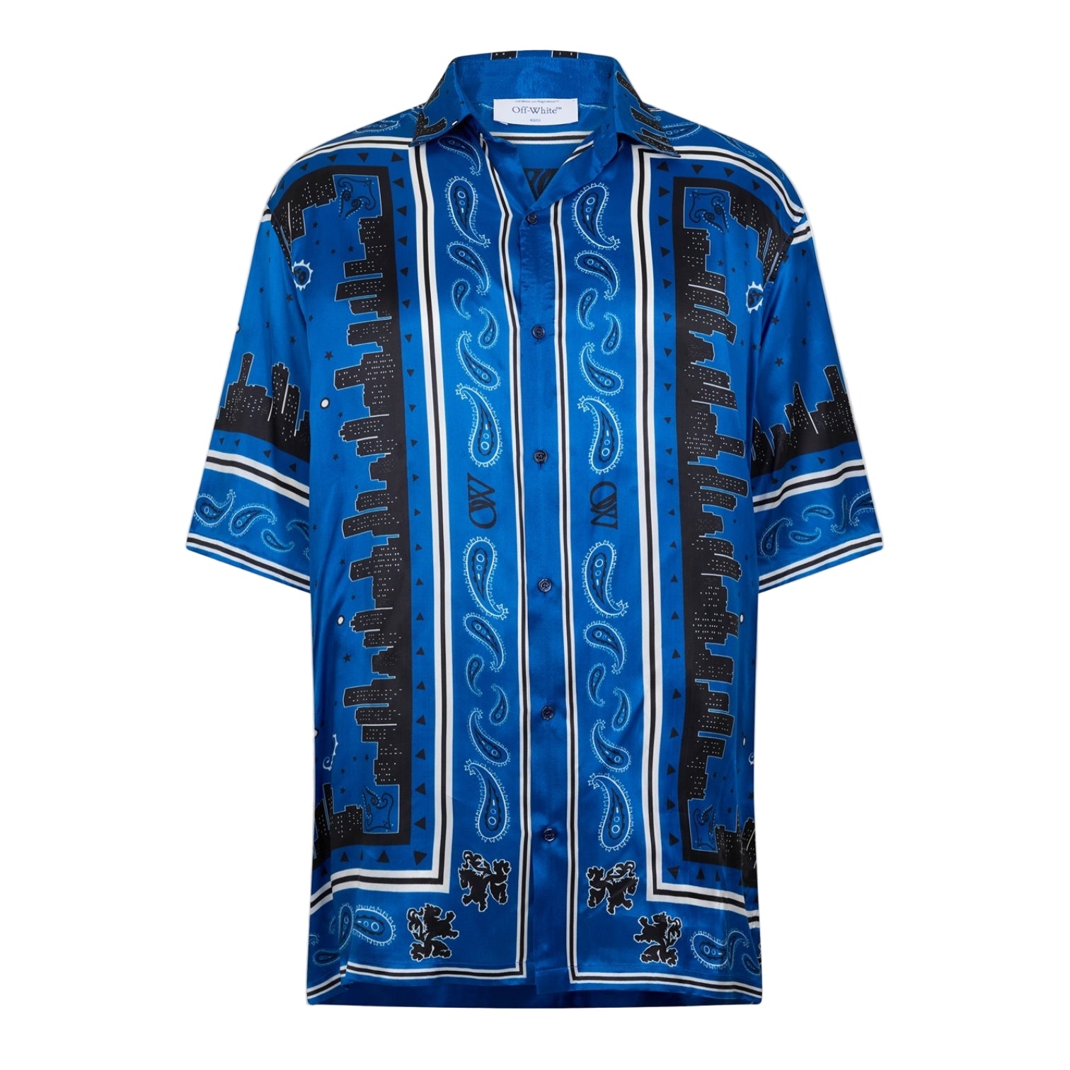 LUXURY HUB OFF WHITE BANDANA BOWLING SHIRT