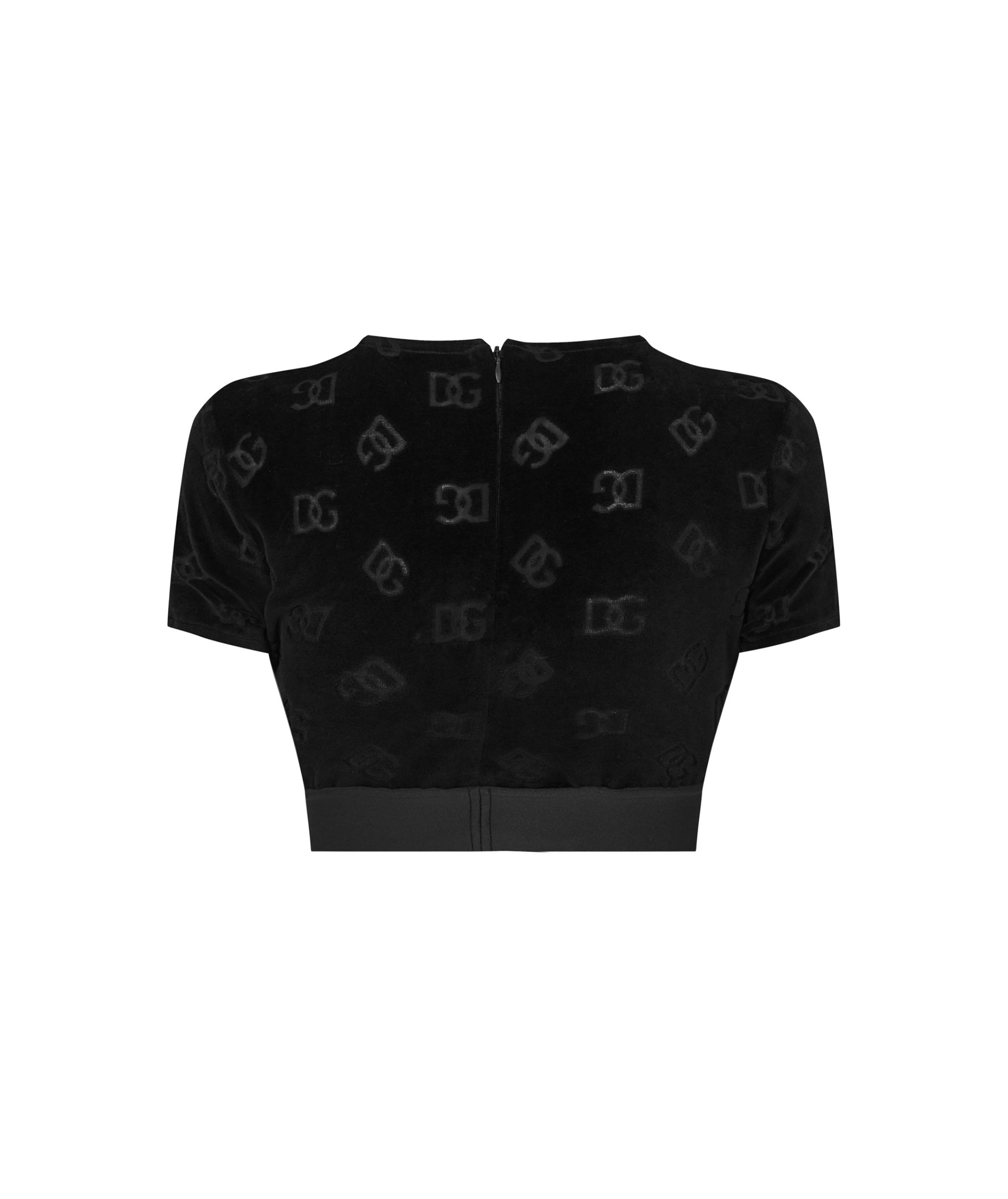 LUXURY HUB DOLCE AND GABBANA FLOCKED CROPPED JERSEY TOP