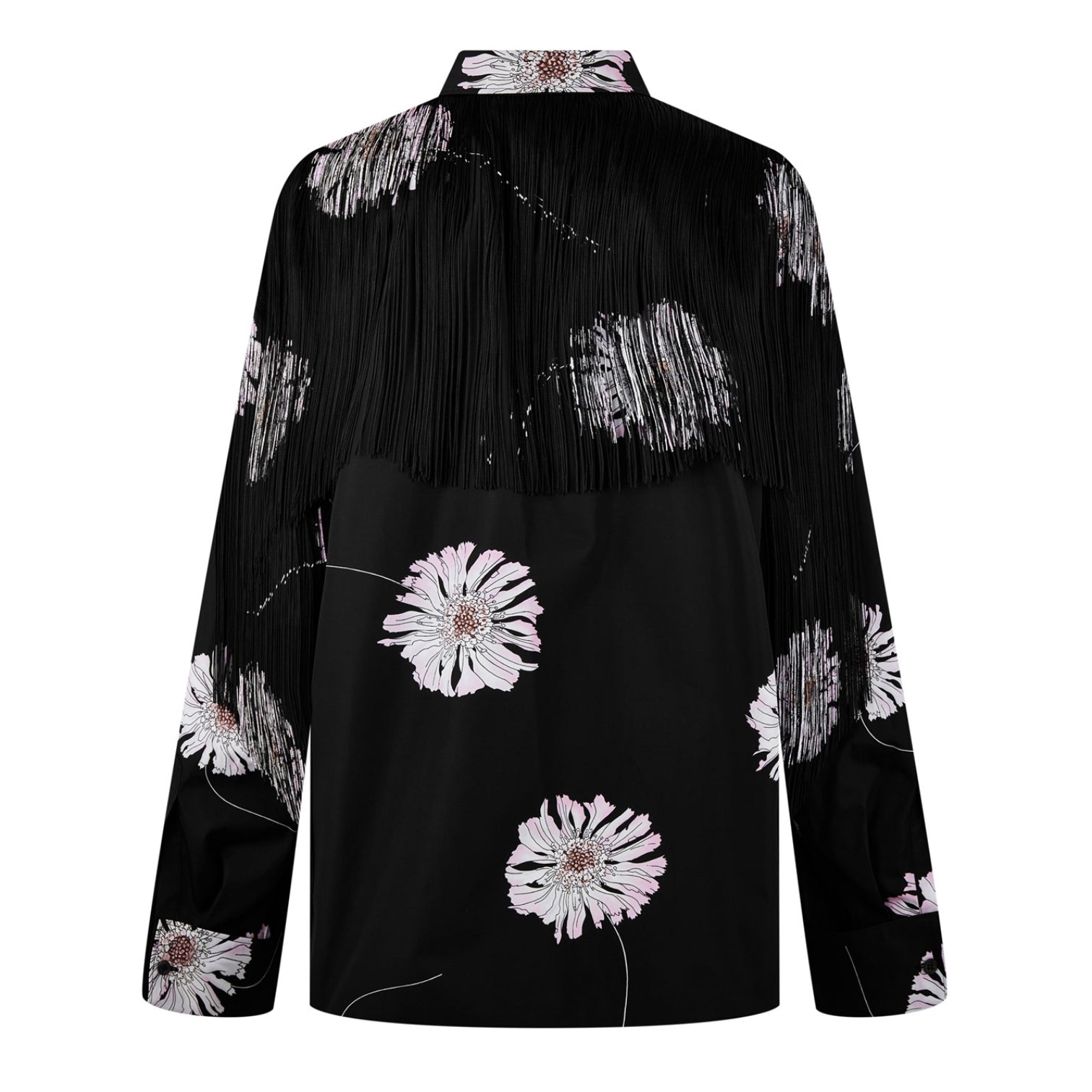 LUXURY HUB PRADA PRINTED POPLIN SHIRT WITH FRINGE DETAIL