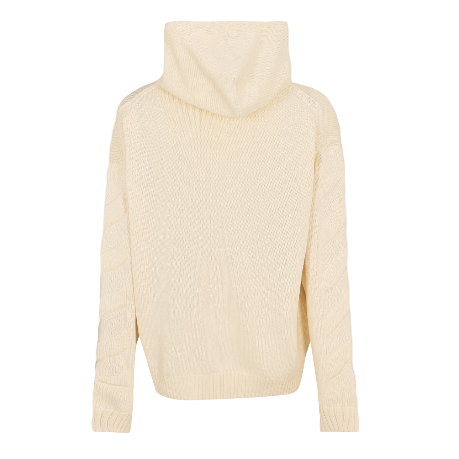 LUXURY HUB OFF WHITE MEN'S KNITTED HOODIE, FABRIC STYLE