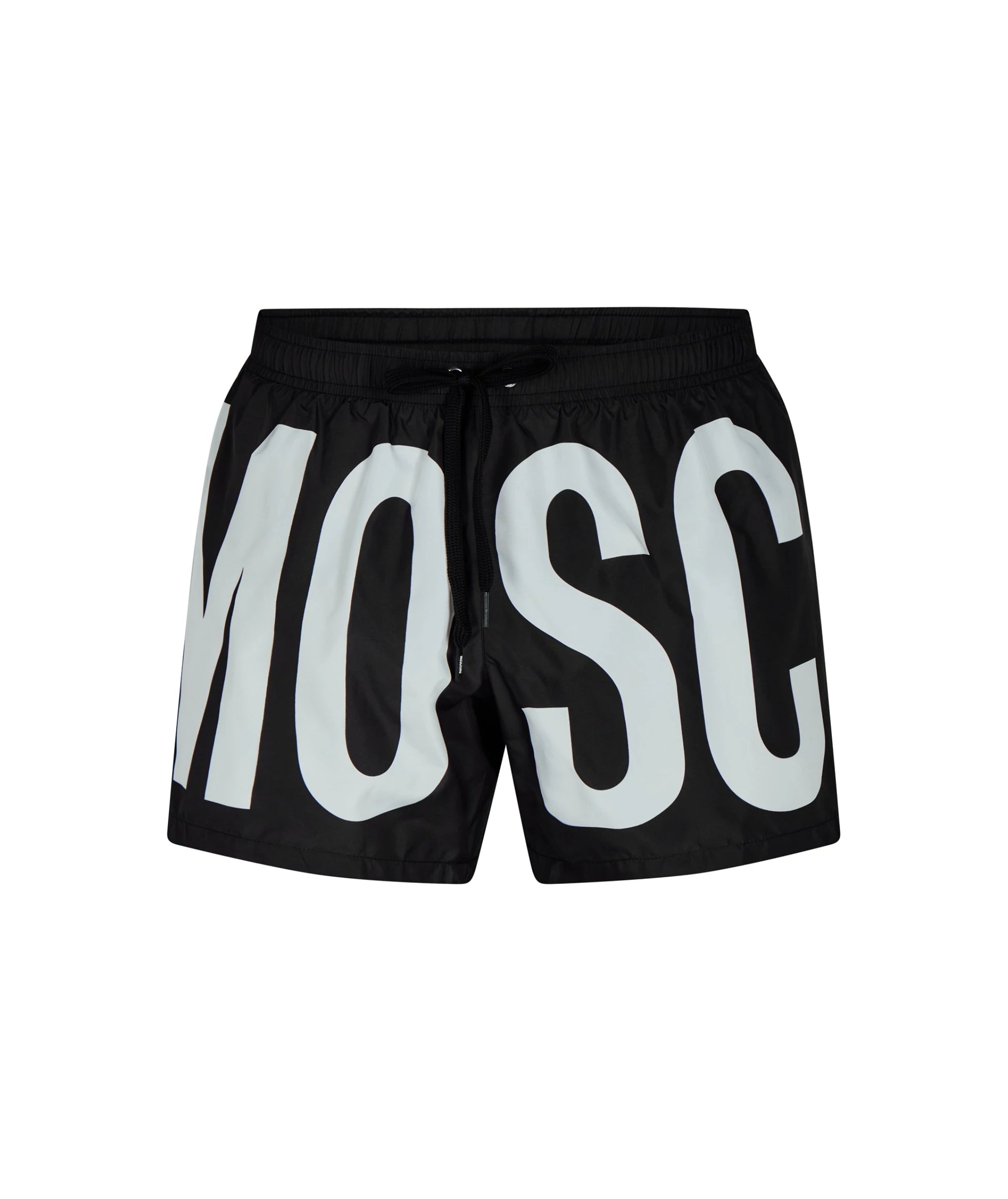 LUXURY HUB MOSCHINO LOGO MAXI PRINT SWIM SHORTS