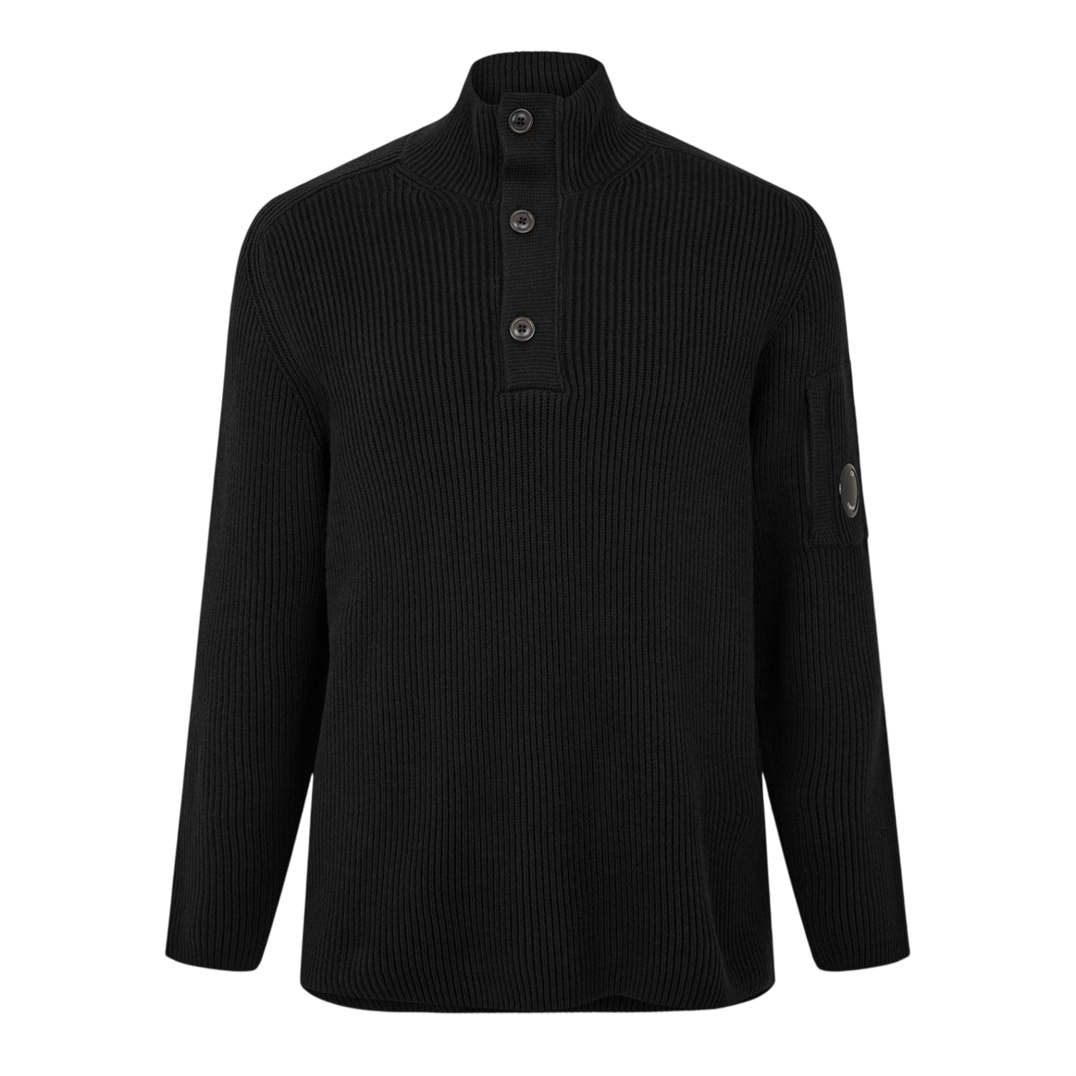 LUXURY HUB CP COMPANY MEN'S QUARTER BUTTON KNITTED TURTLE NECK JUMPER