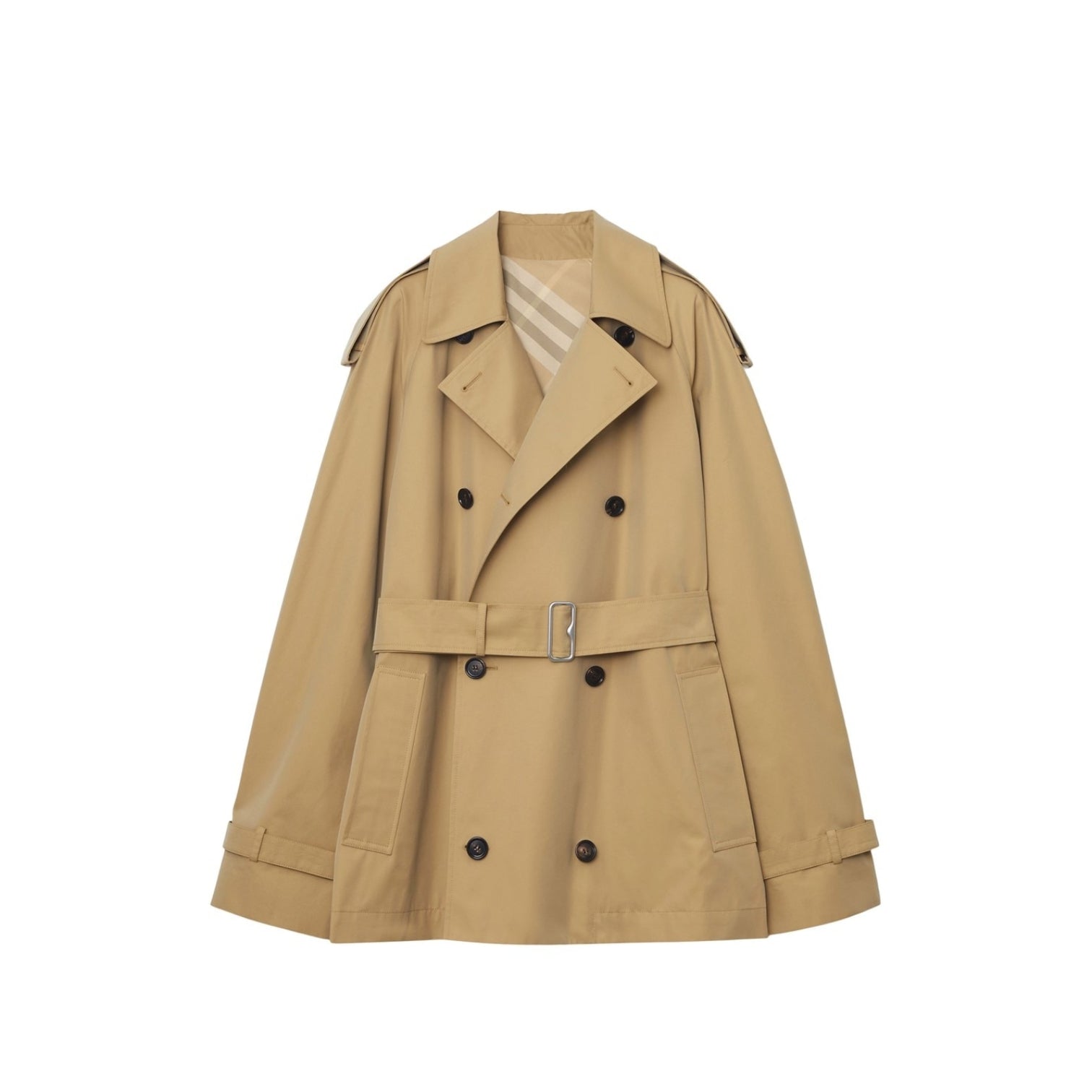 LUXURY HUB BURBERRY SHORT GABARDINE TRENCH COAT.