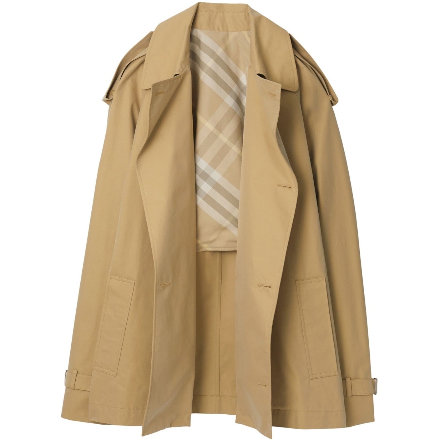 LUXURY HUB BURBERRY SHORT GABARDINE TRENCH COAT.