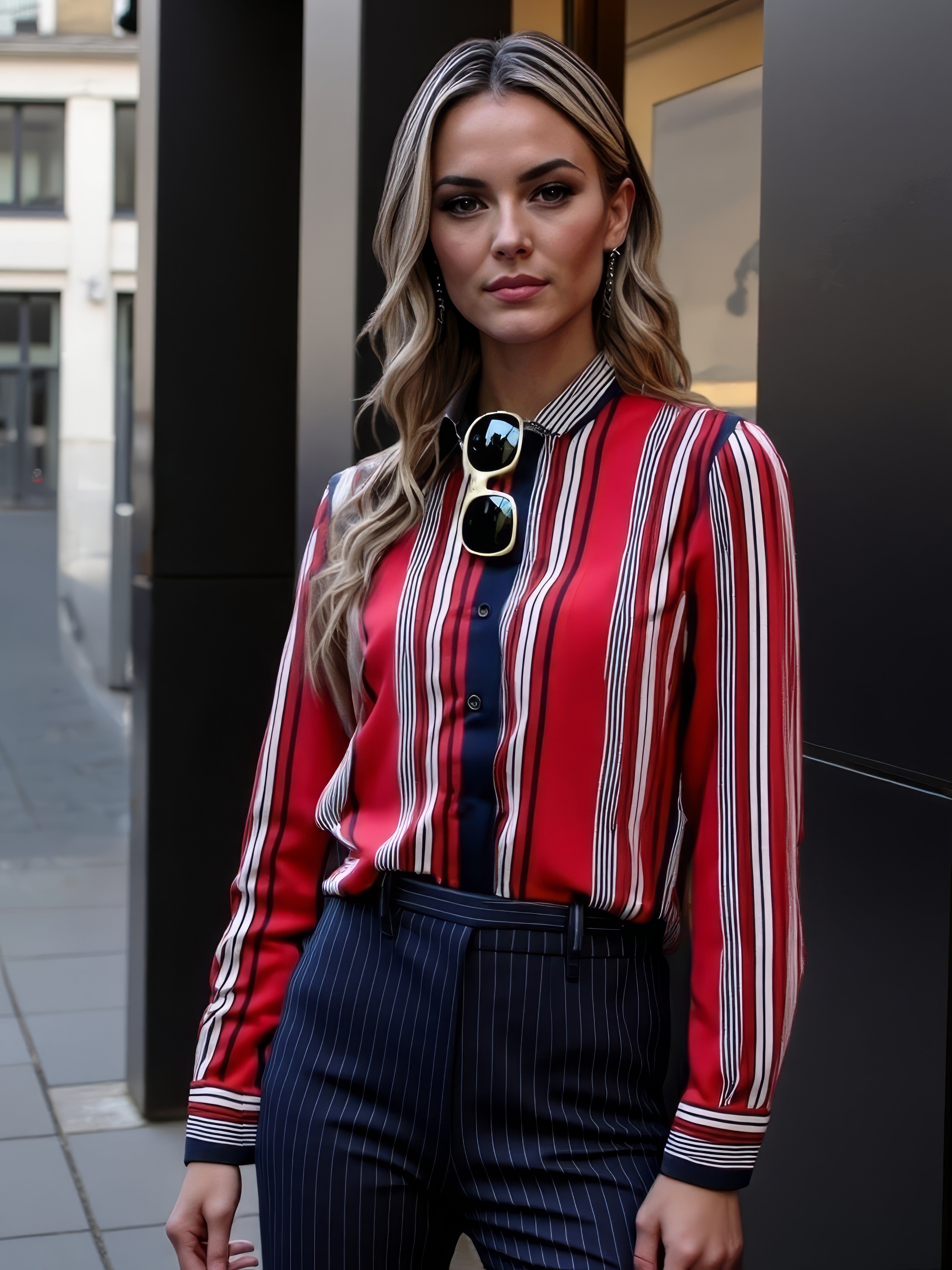 LUXURY HUB LAUREN BY RALPH LAUREN JAMELKO STRIPE LONG SLEEVE SHIRT