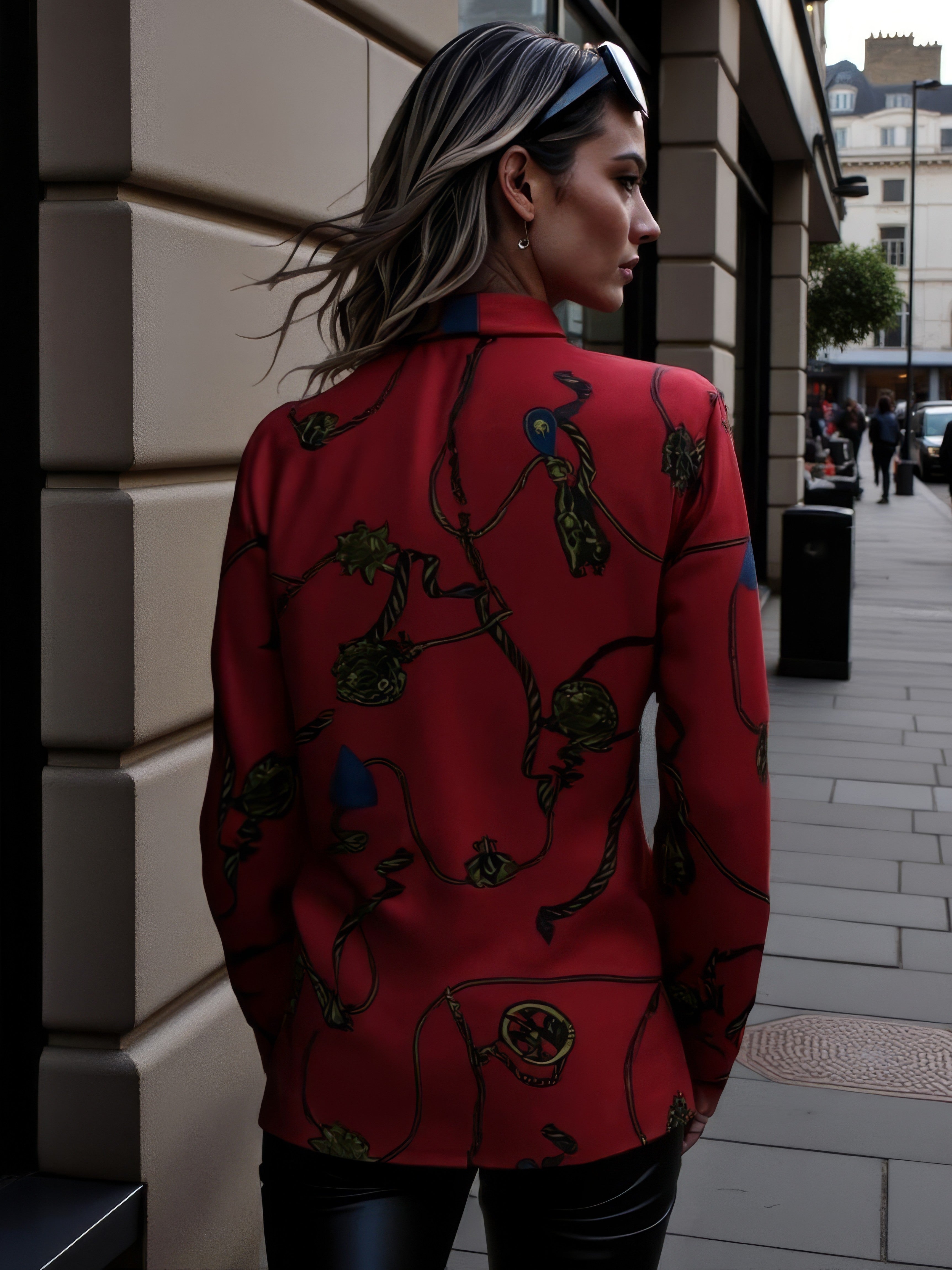 LUXURY HUB LAUREN BY RALPH LAUREN CLASSIC FIT PRINT CHARMEUSE SHIRT