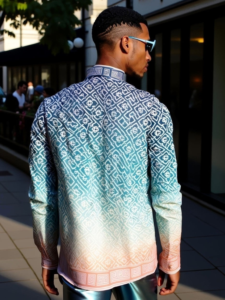 LUXURY HUB CASABLANCA CASA LONG SLEEVE MONO SILK SHIRT
