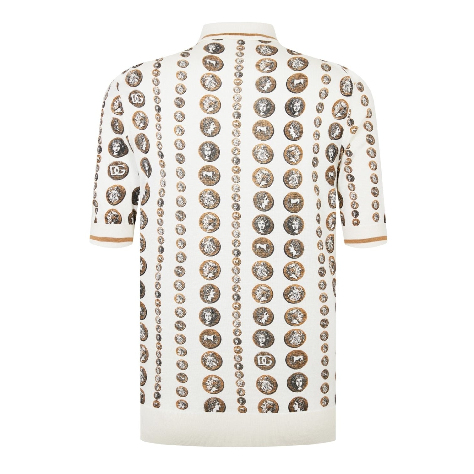 LUXURY HUB DOLCE AND GABBANA COIN STRIPE POLO SHIRT