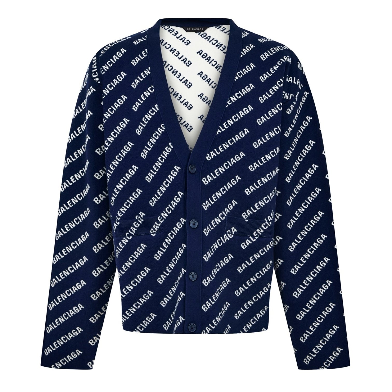 LUXURY HUB BALENCIAGA ALL OVER LOGO CARDIGAN