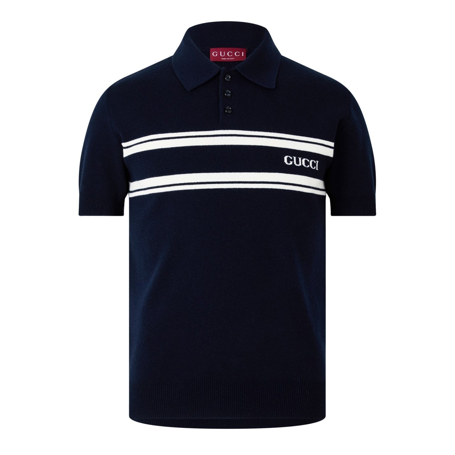 LUXURY HUB GUCCI STRIPE LOGO POLO SHIRT