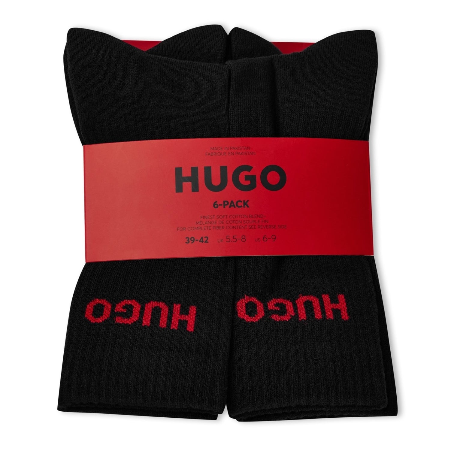 LUXURY HUB HUGO 6-PACK RIBBED LOGO CREW SOCKS