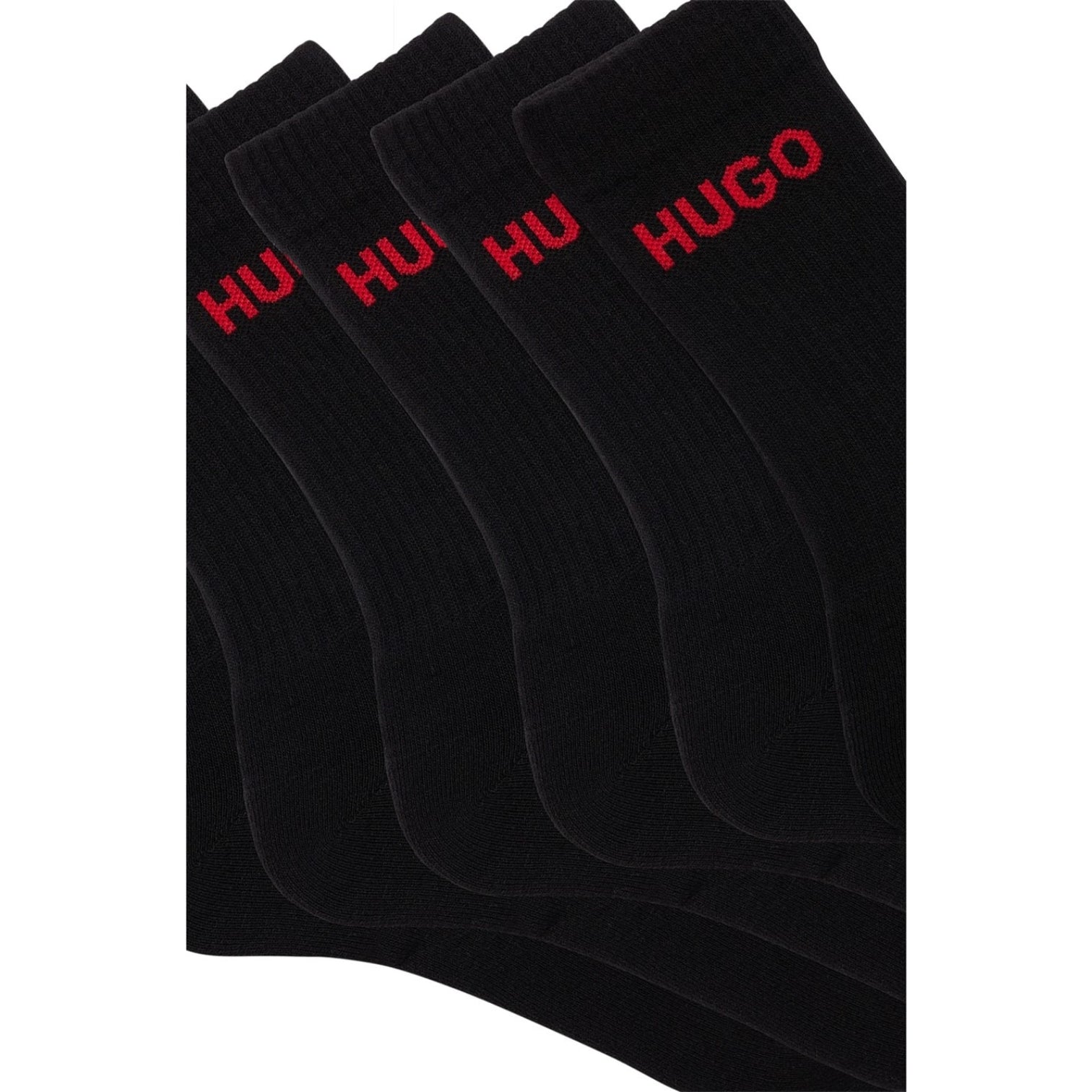 LUXURY HUB HUGO 6-PACK RIBBED LOGO CREW SOCKS