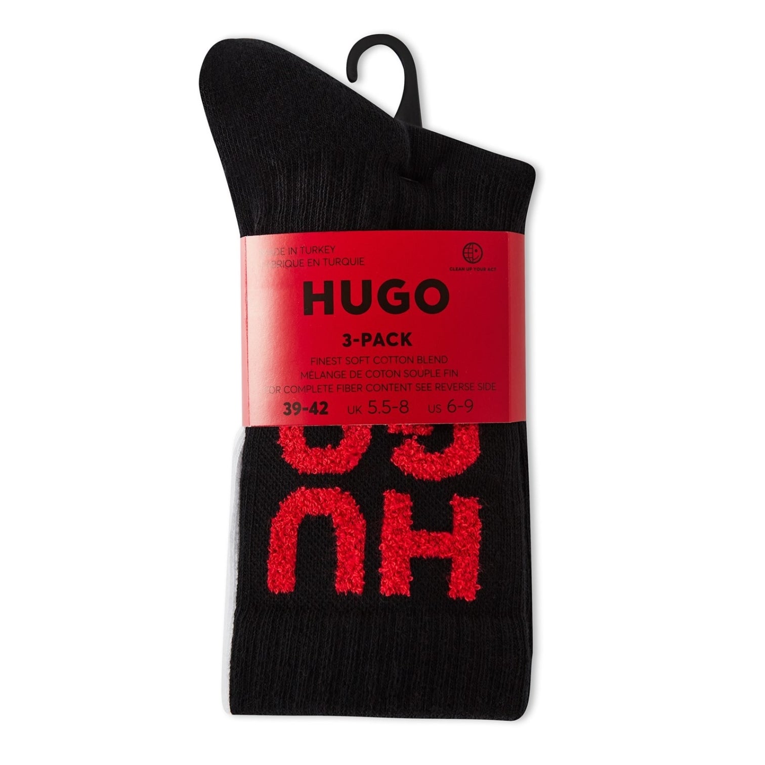 LUXURY HUB HUGO 3PACK QS RIB STENCIL SOCKS