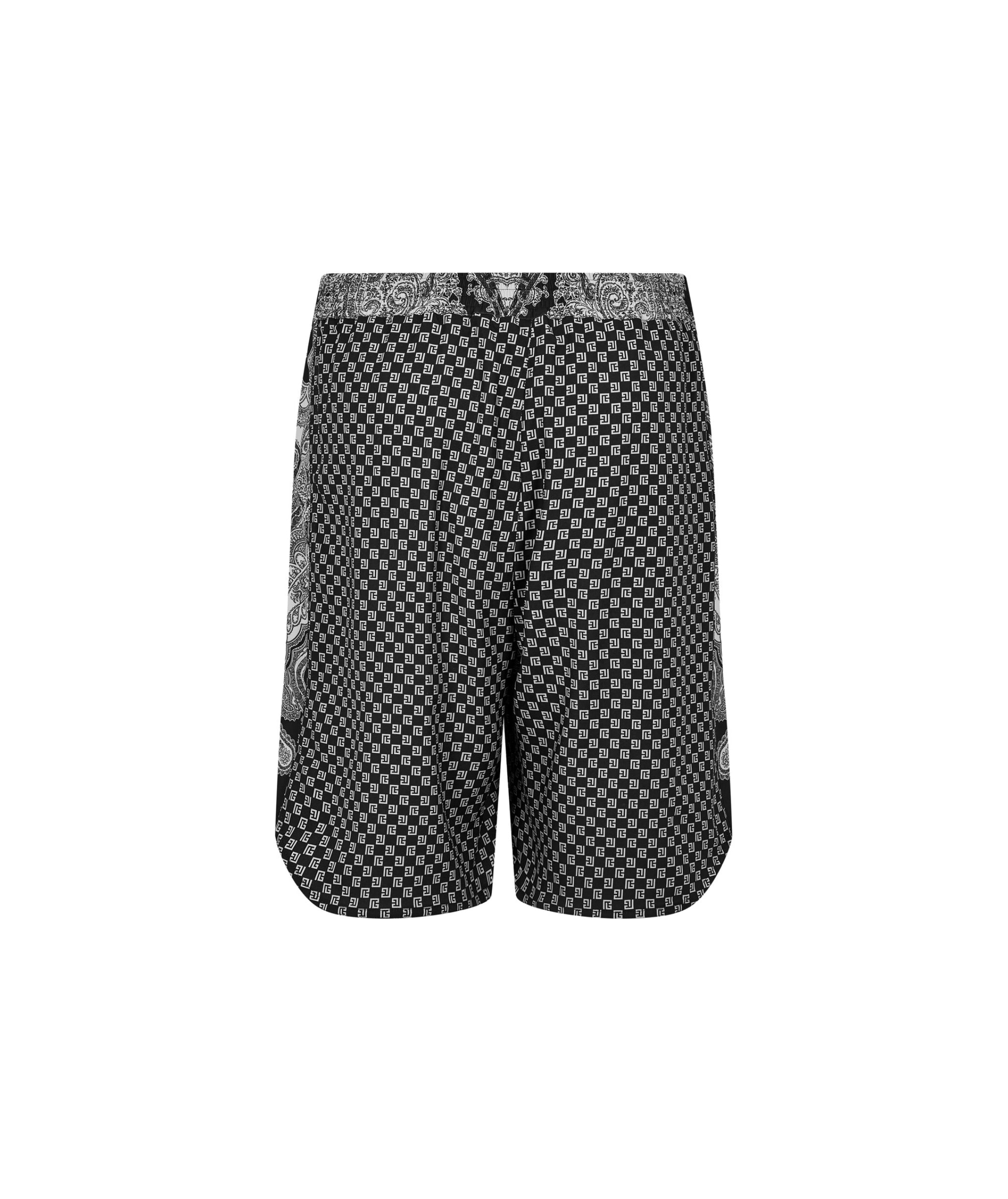 LUXURY HUB BALMAIN STRAIGHT-LEG MONOGRAMMED PRINTED POPLIN SHORTS