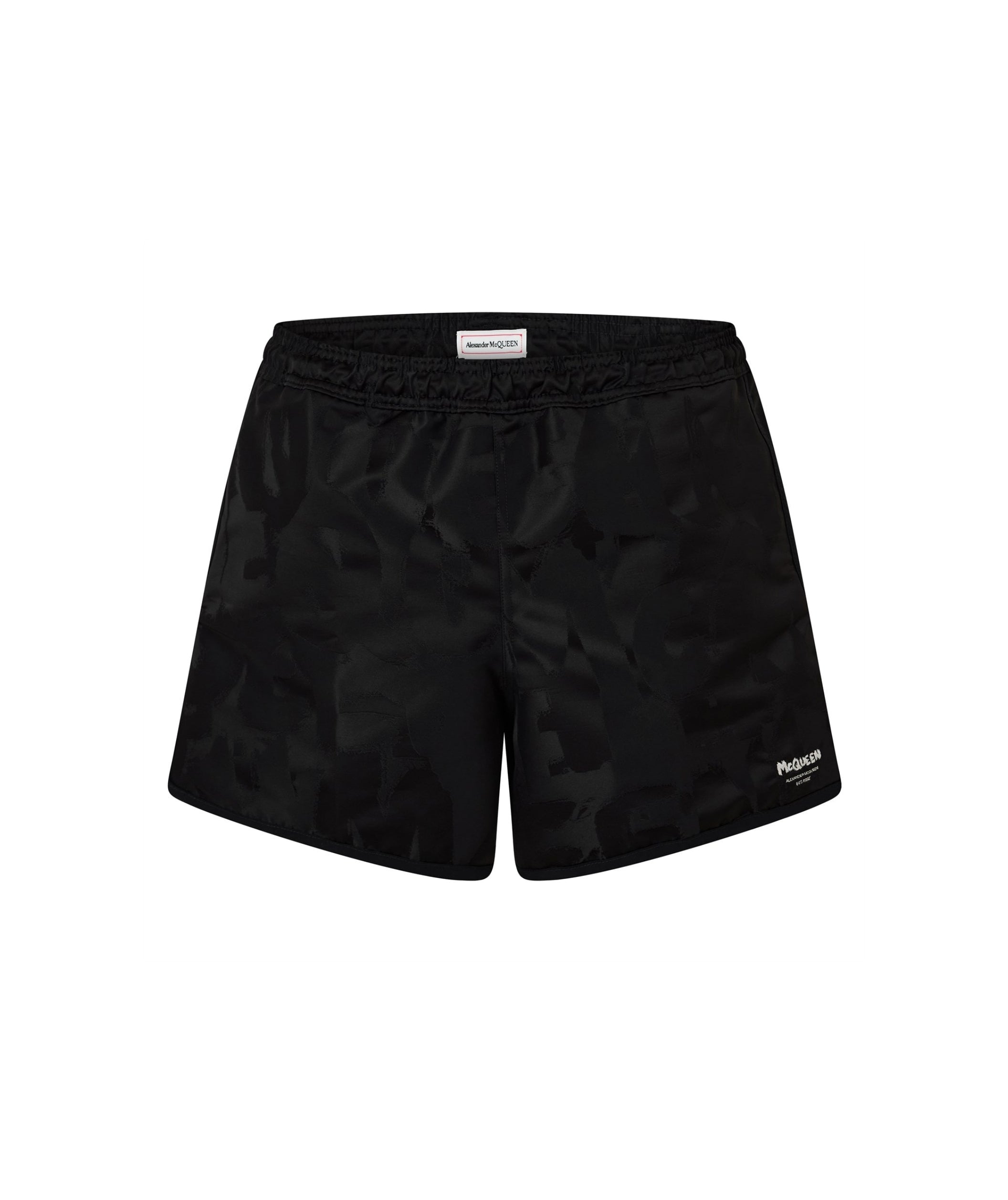 LUXURY HUB ALEXANDER MCQUEEN BLACK TONAL JOGGING SHORTS