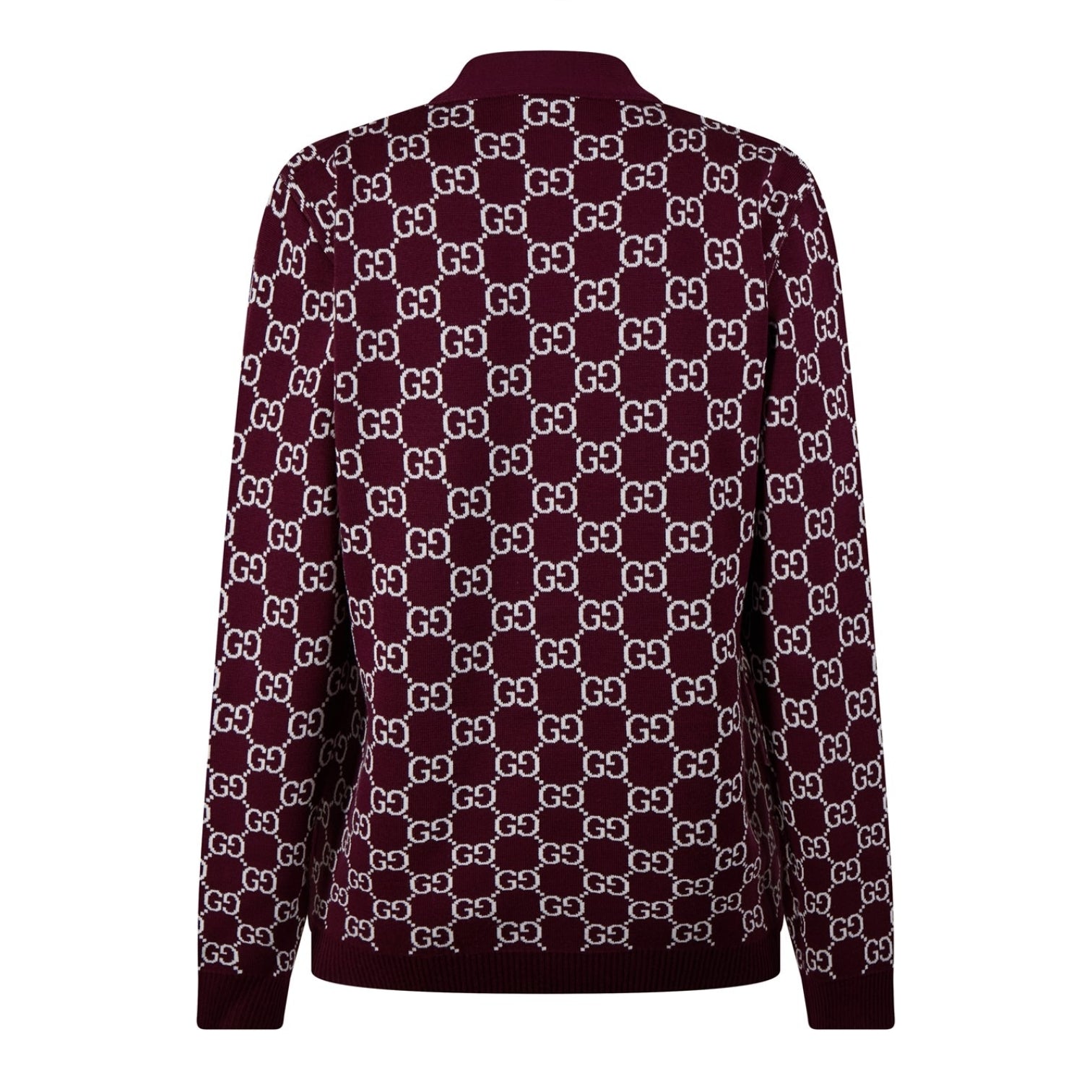LUXURY HUB GUCCI WOMEN'S LOGO REVERSIBLE GG WOOL JACQUARD CARDIGAN