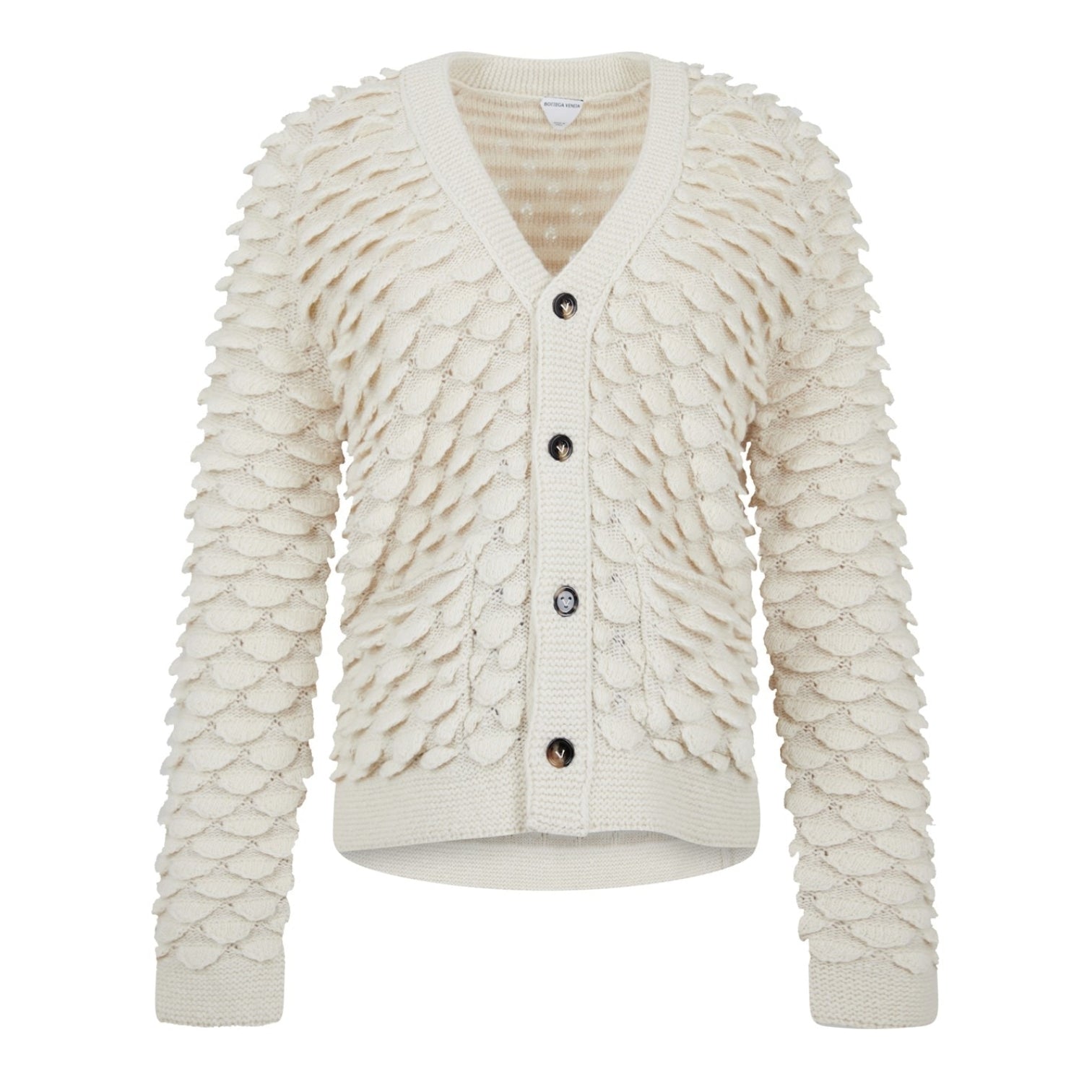 LUXURY HUB BOTTEGA VENETA FISH SCALE WOOL CARDIGAN