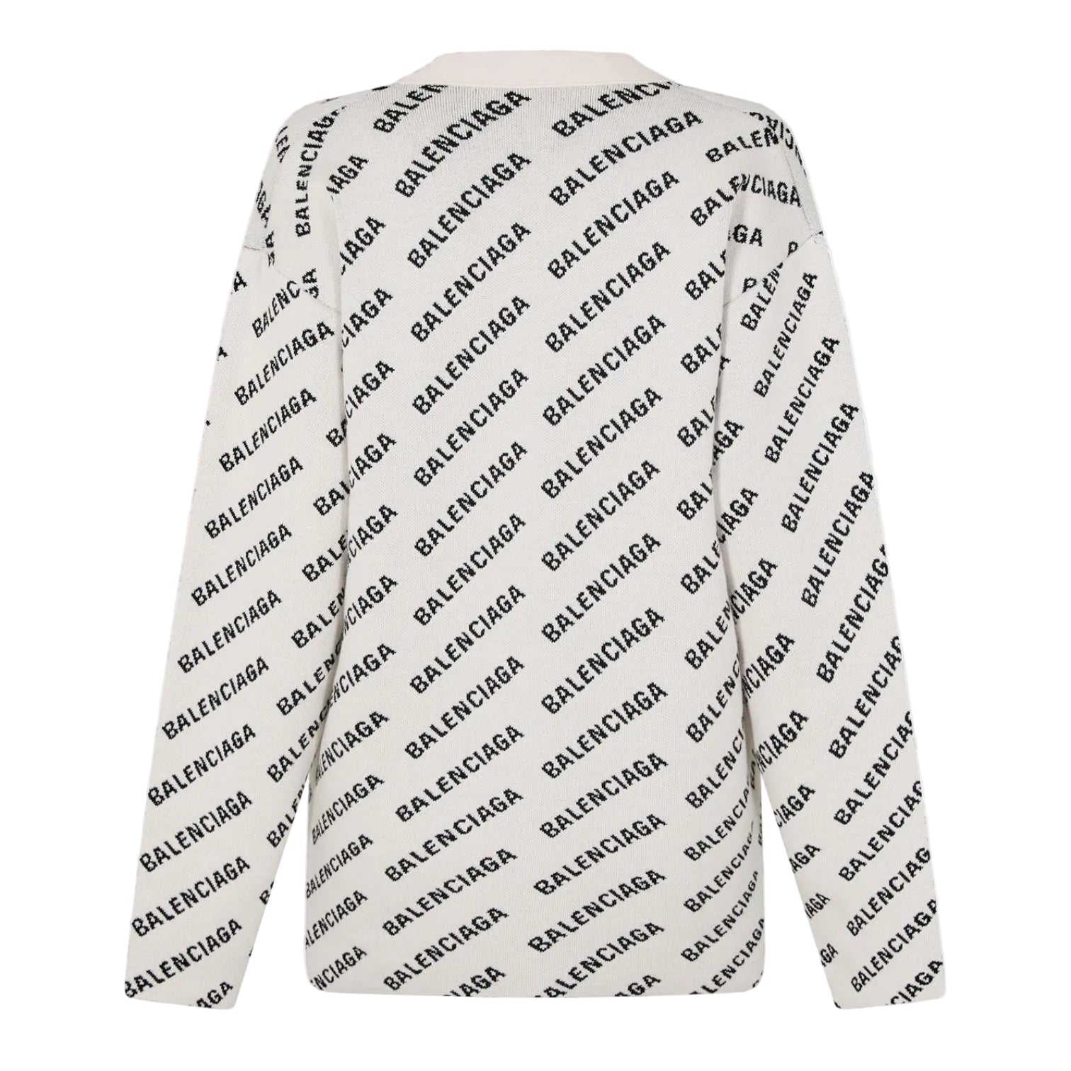 LUXURY HUB BALENCIAGA LOGO JACQUARD PRINT CARDIGAN