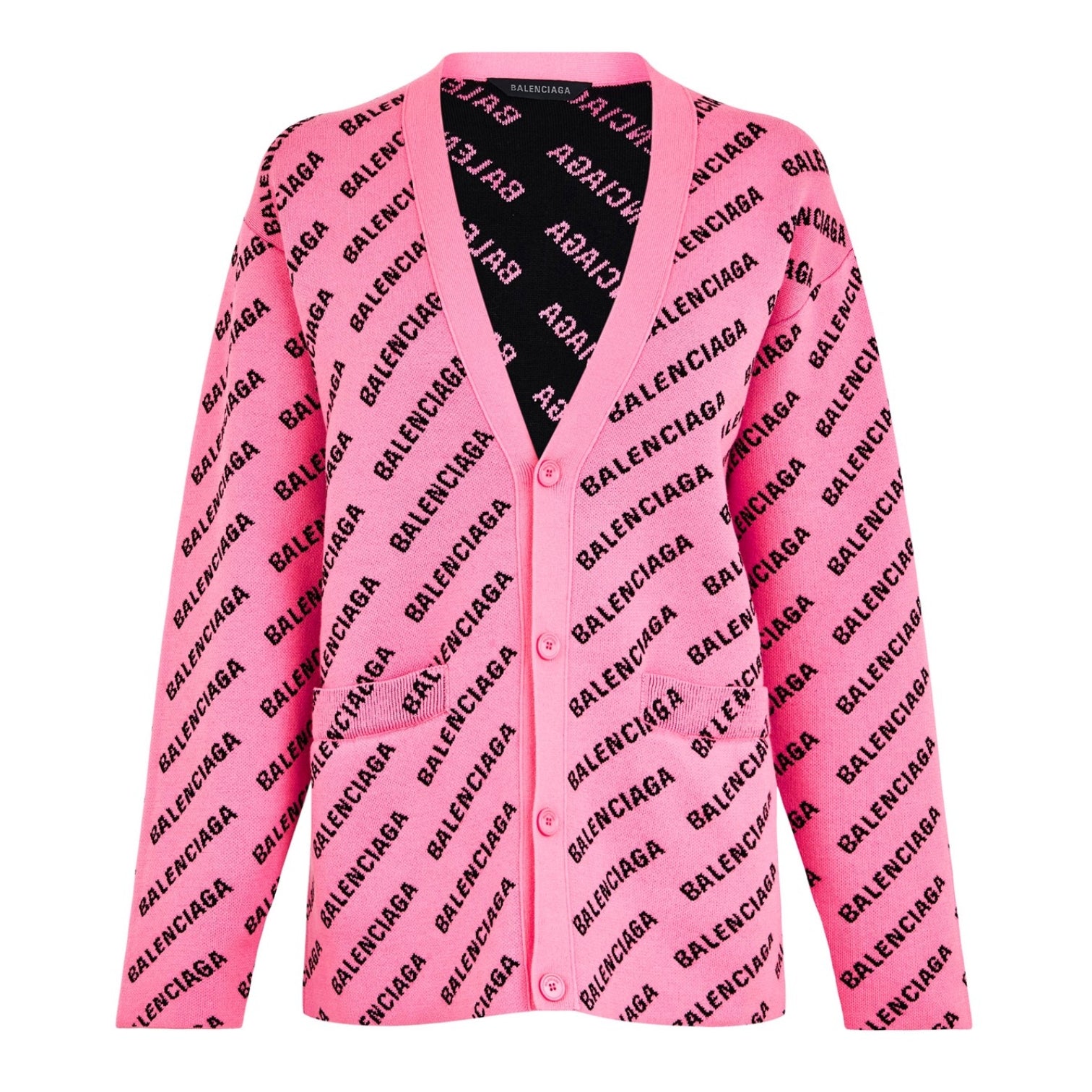 LUXURY HUB BALENCIAGA LOGO JACQUARD PRINT CARDIGAN