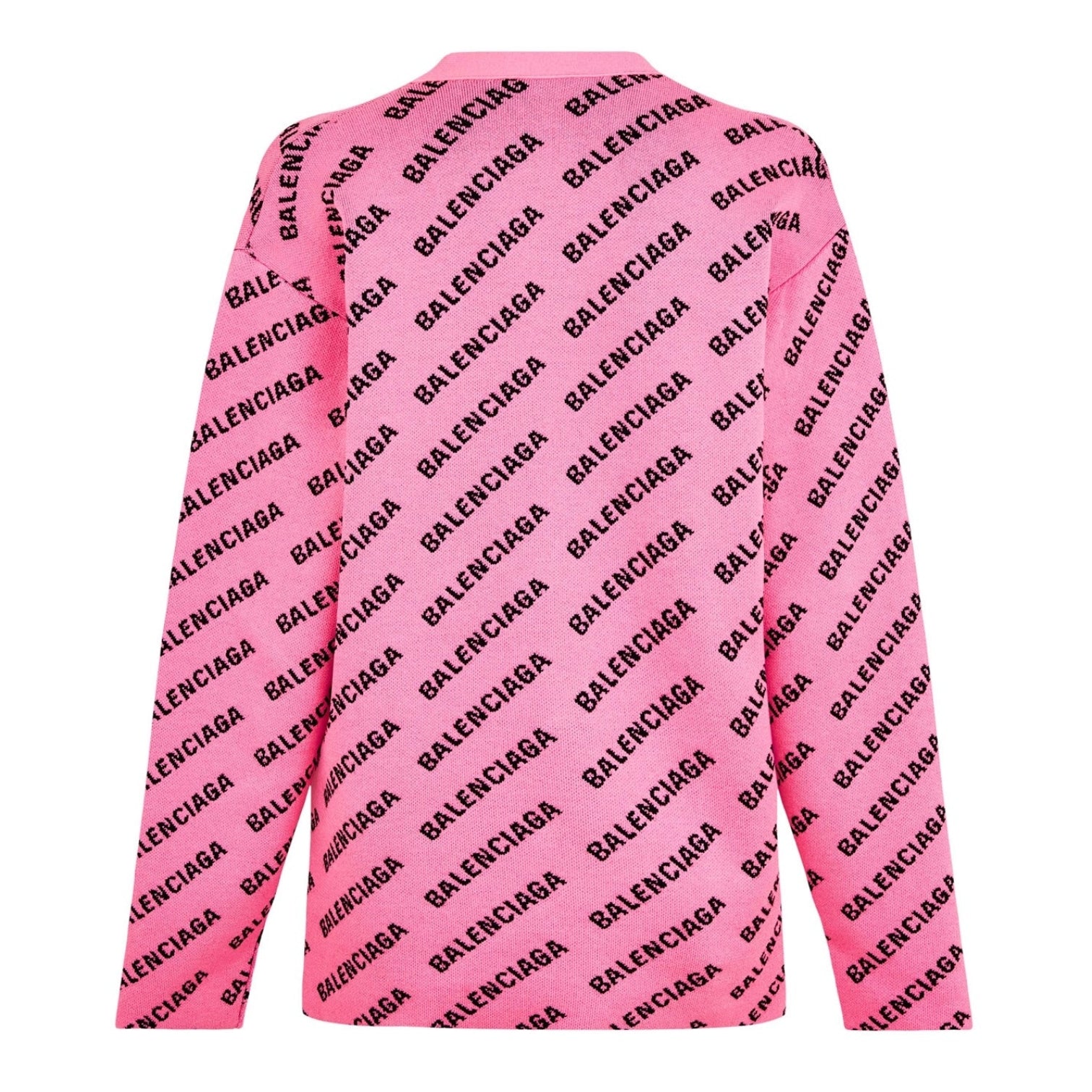 LUXURY HUB BALENCIAGA LOGO JACQUARD PRINT CARDIGAN