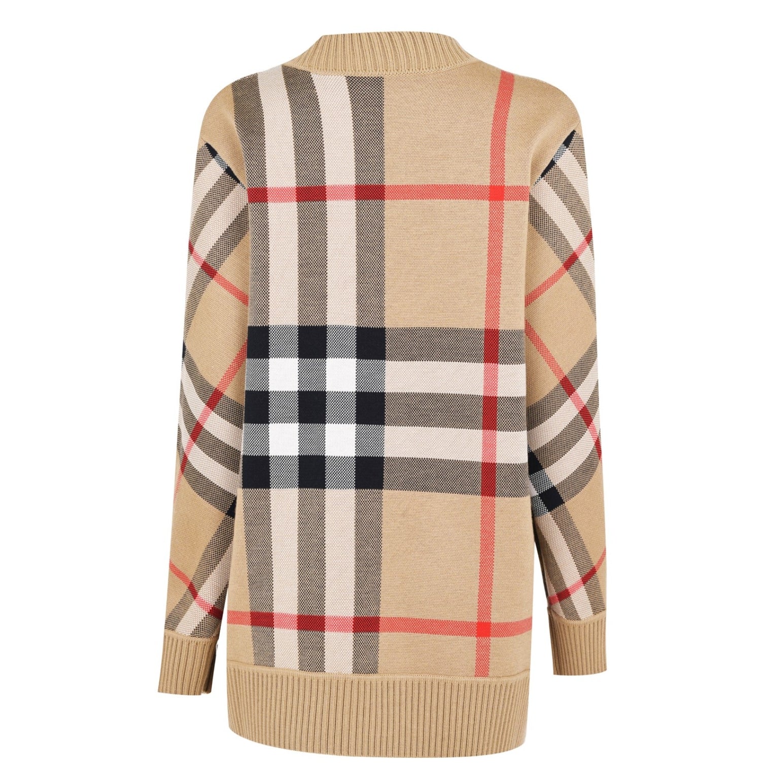 LUXURY HUB BURBERRY WOMEN'S CHECK WOOL CARAGH CARDIGAN