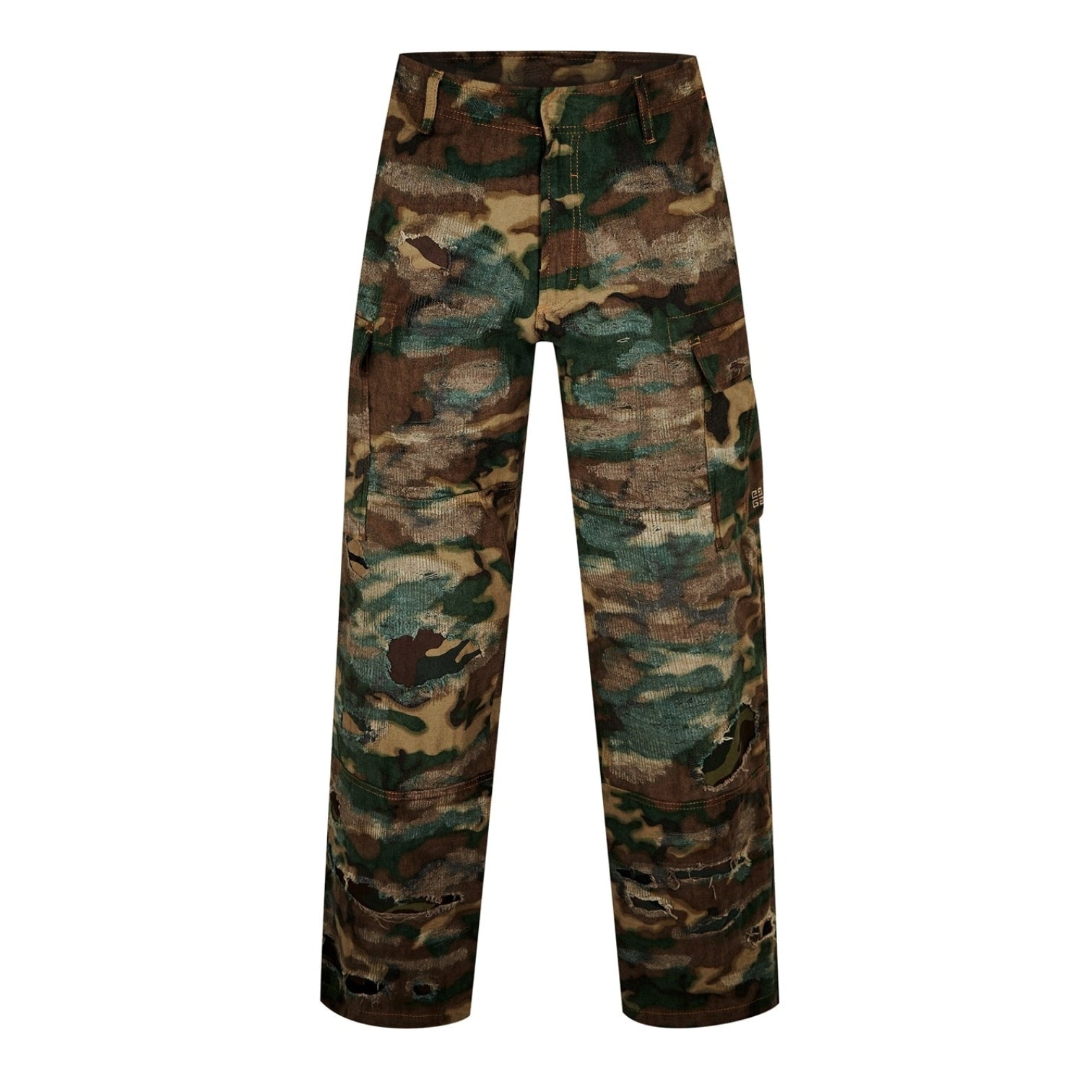 LUXURY HUB GIVENCHY DISTRESSED CAMO CARGO TROUSERS