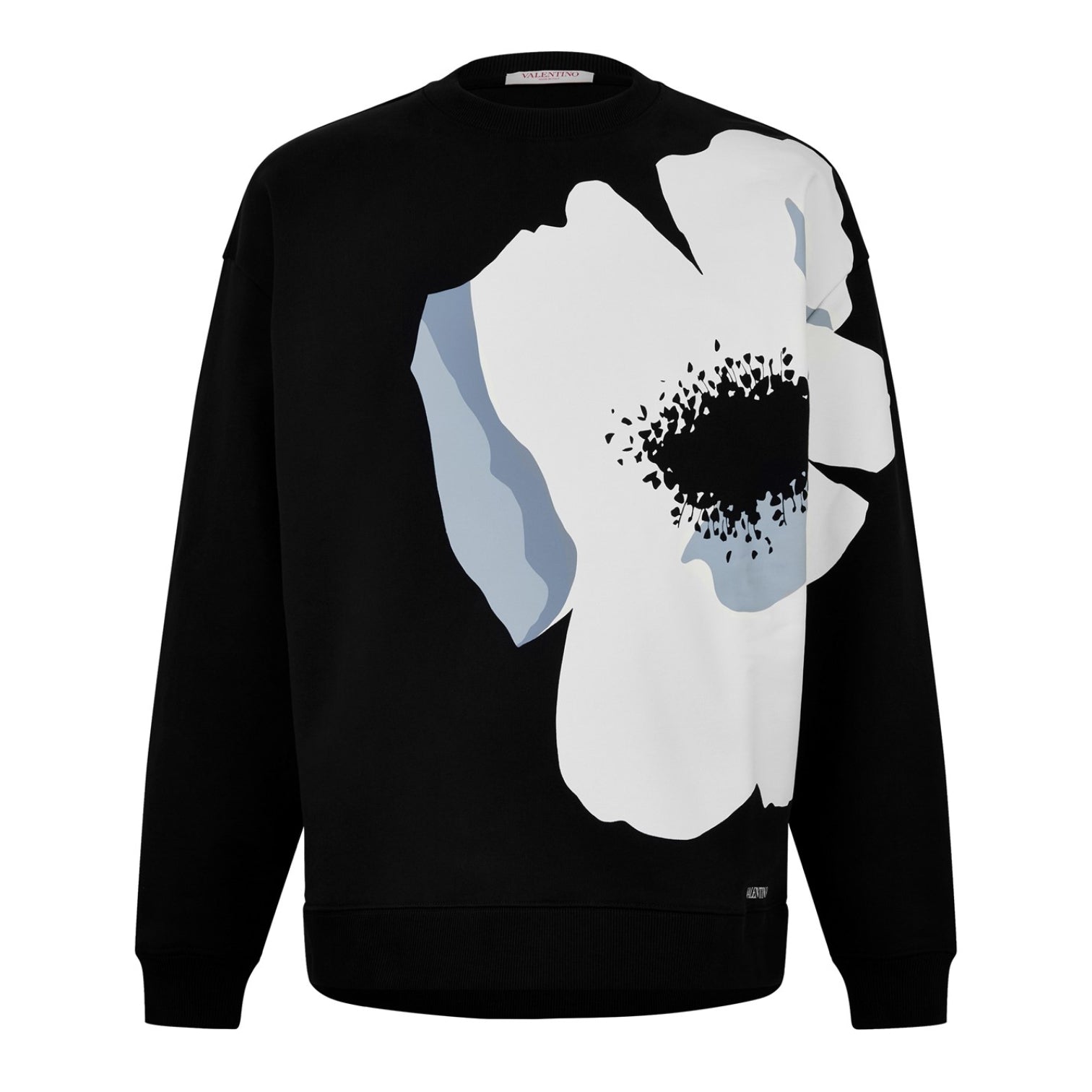 LUXURY HUB VALENTINO CREWNECK SWEATSHIRT WITH VALENTINO FLOWER PORTRAIT PRINT