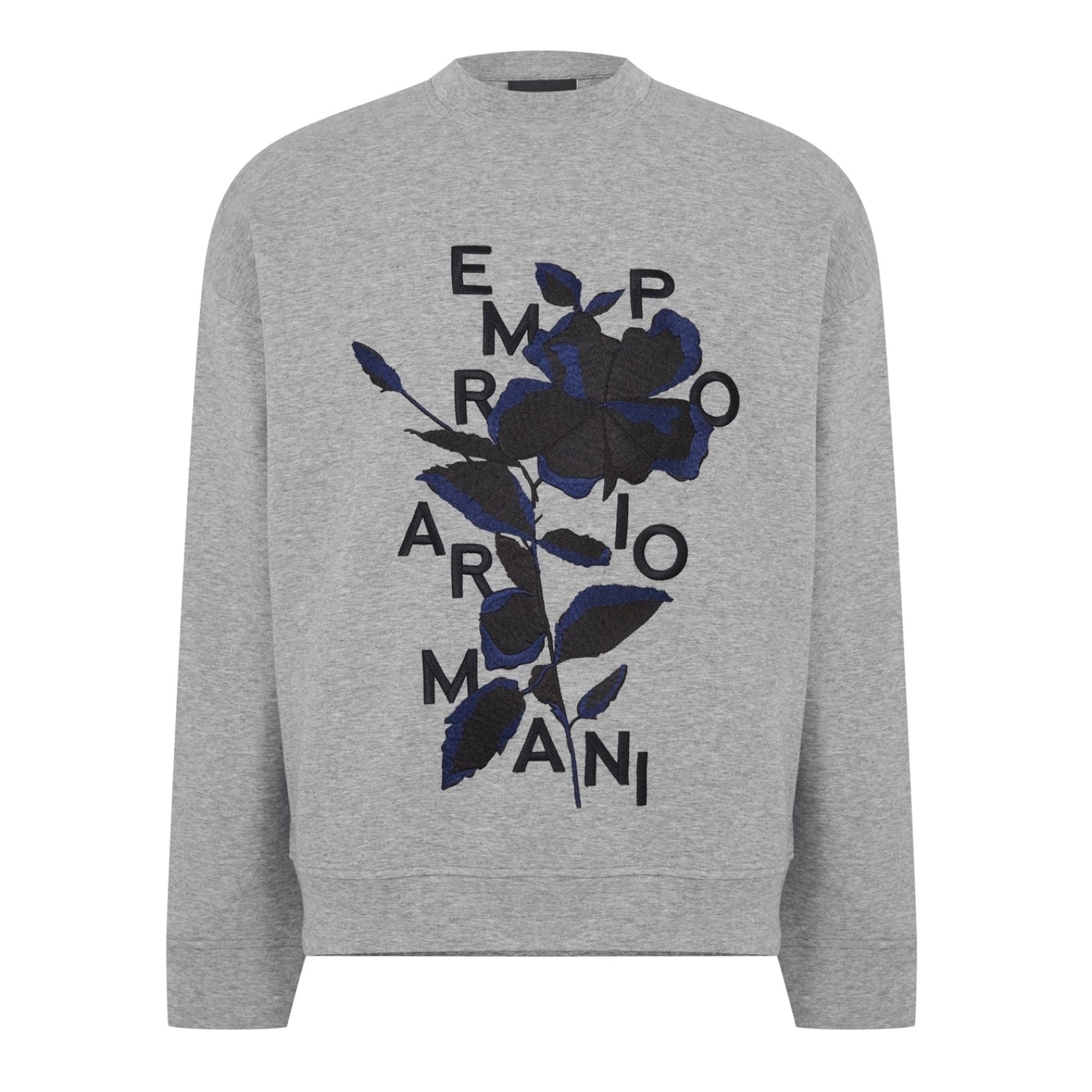 LUXURY HUB EMPORIO ARMANI EMBROIDERED FLORAL SWEATSHIRT