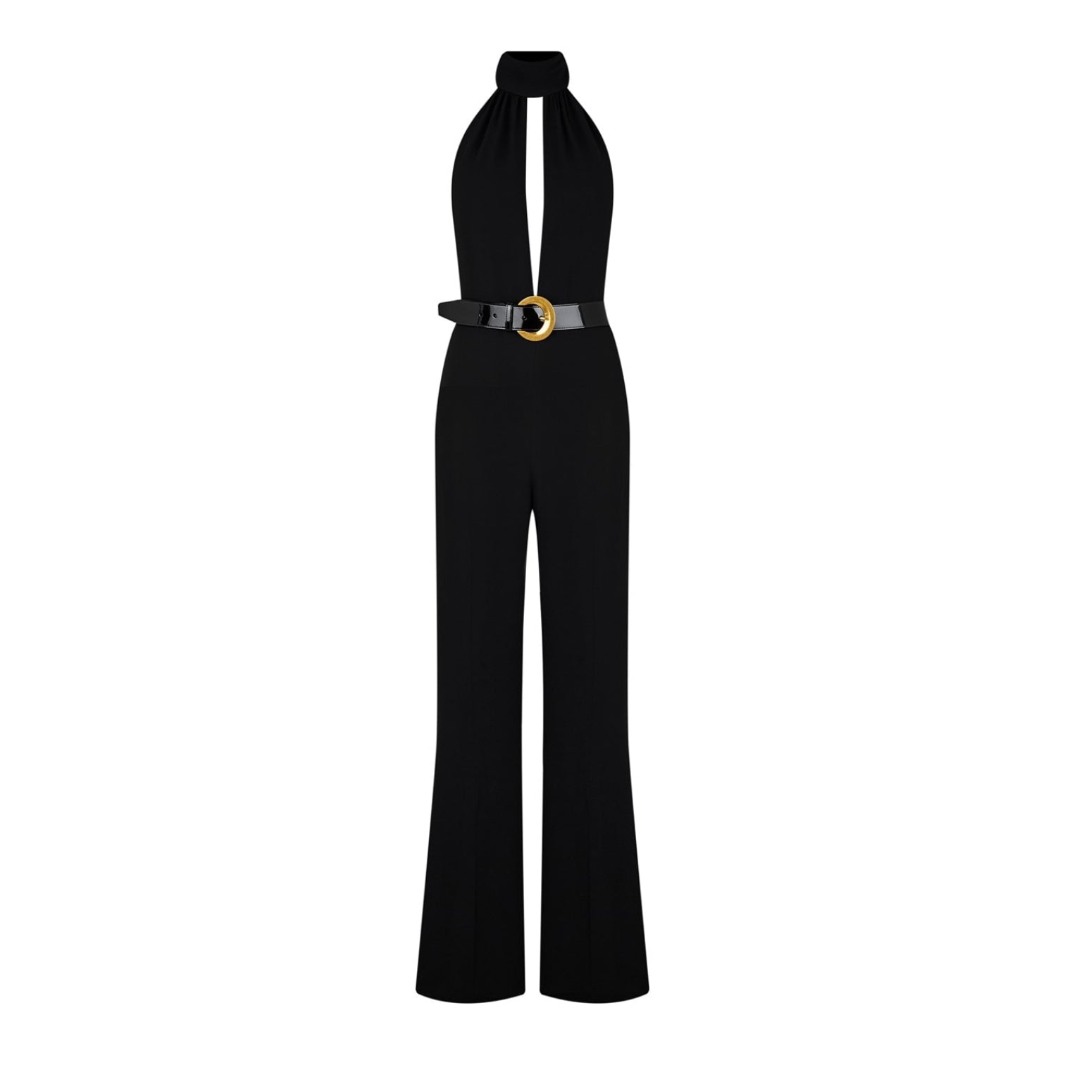 LUXURY HUB TOM FORD HALTERNECK JUMPSUIT WITH LEATHER BELT