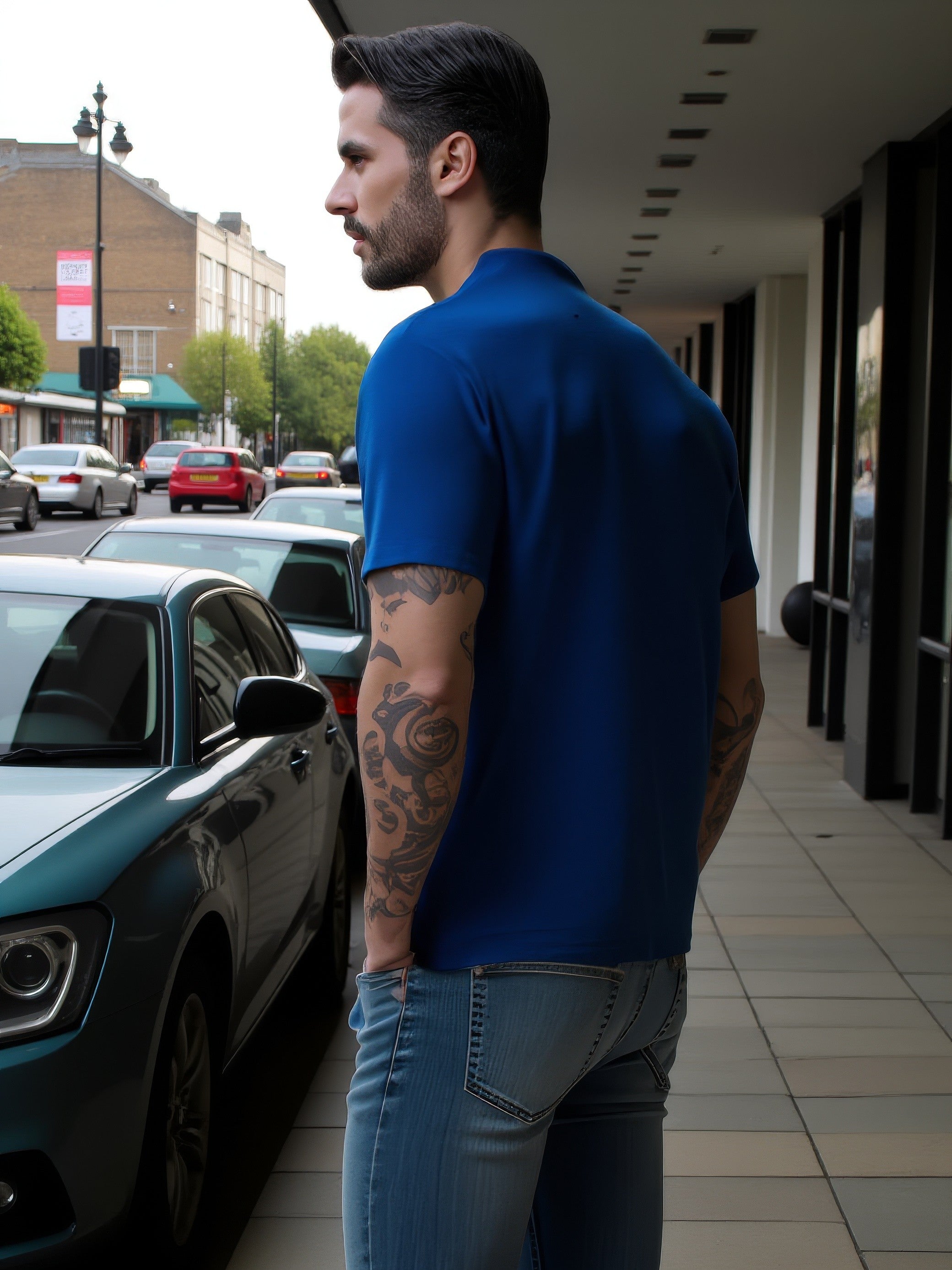 LUXURY HUB AMIRI CORE LOGO BLUE TEE