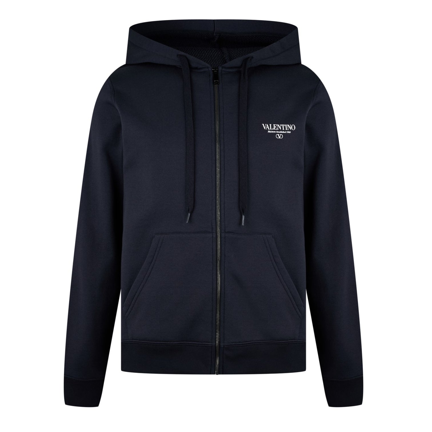 LUXURY HUB VALENTINO VAL LOGO ZIP HOODIE