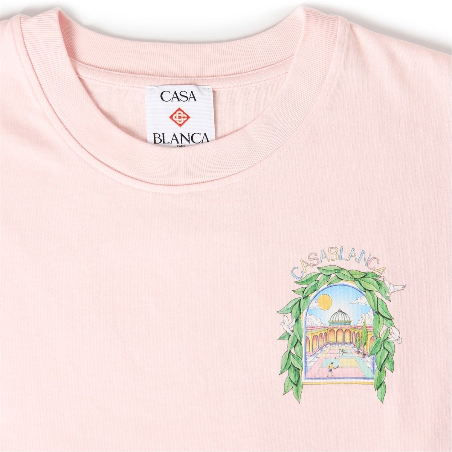 LUXURY HUB CASABLANCA MEN'S GRAPHIC COTTON L'ARCHE TENNIS CLUB TEE