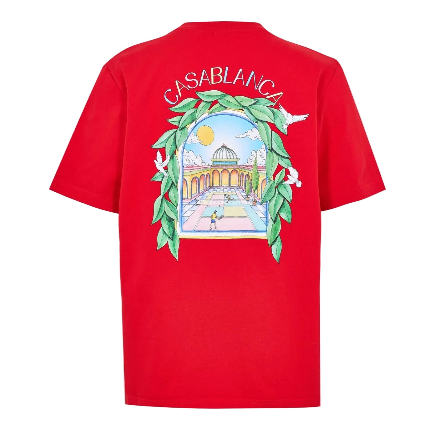 LUXURY HUB CASABLANCA MEN'S GRAPHIC COTTON L'ARCHE TENNIS CLUB TEE