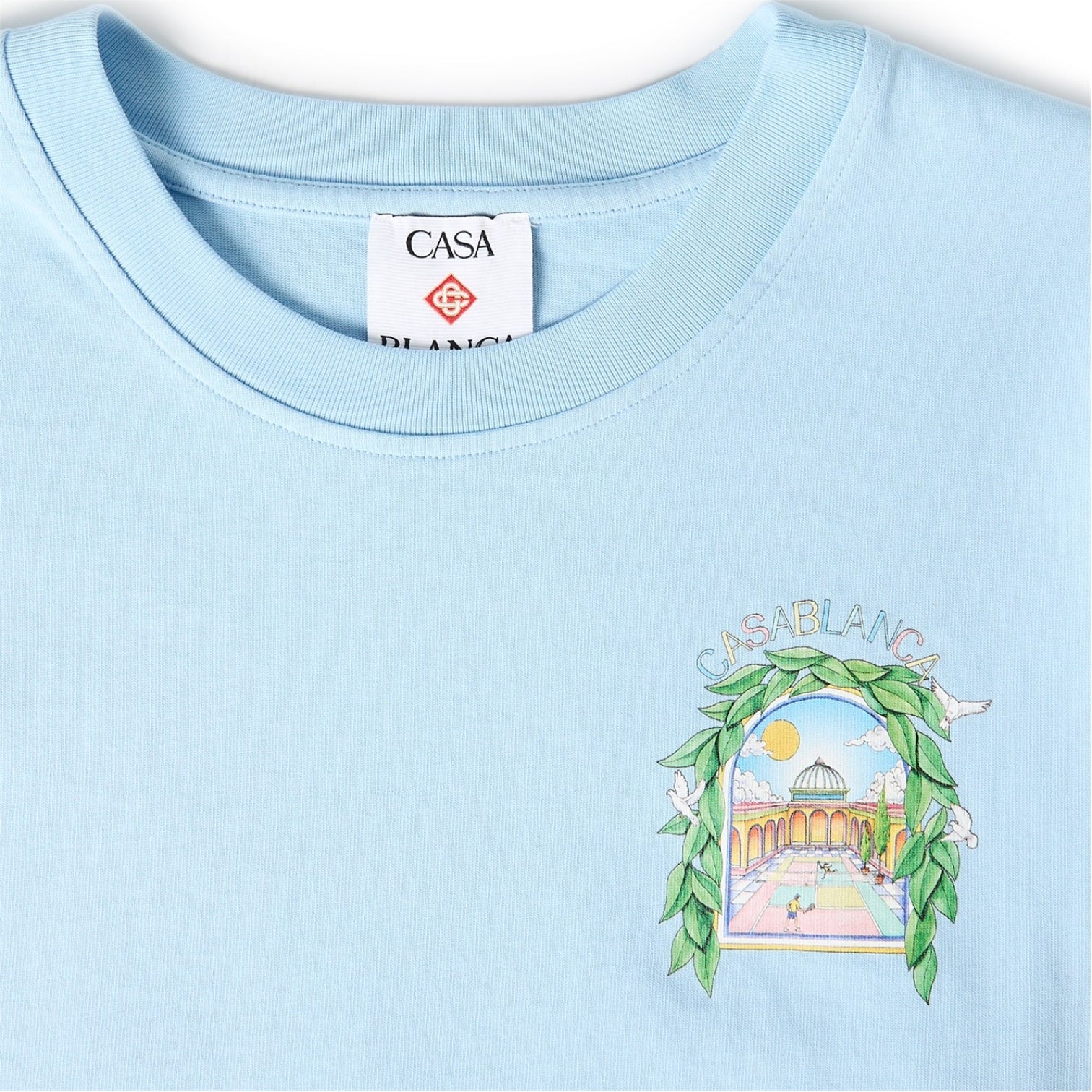 LUXURY HUB CASABLANCA MEN'S GRAPHIC COTTON L'ARCHE TENNIS CLUB TEE