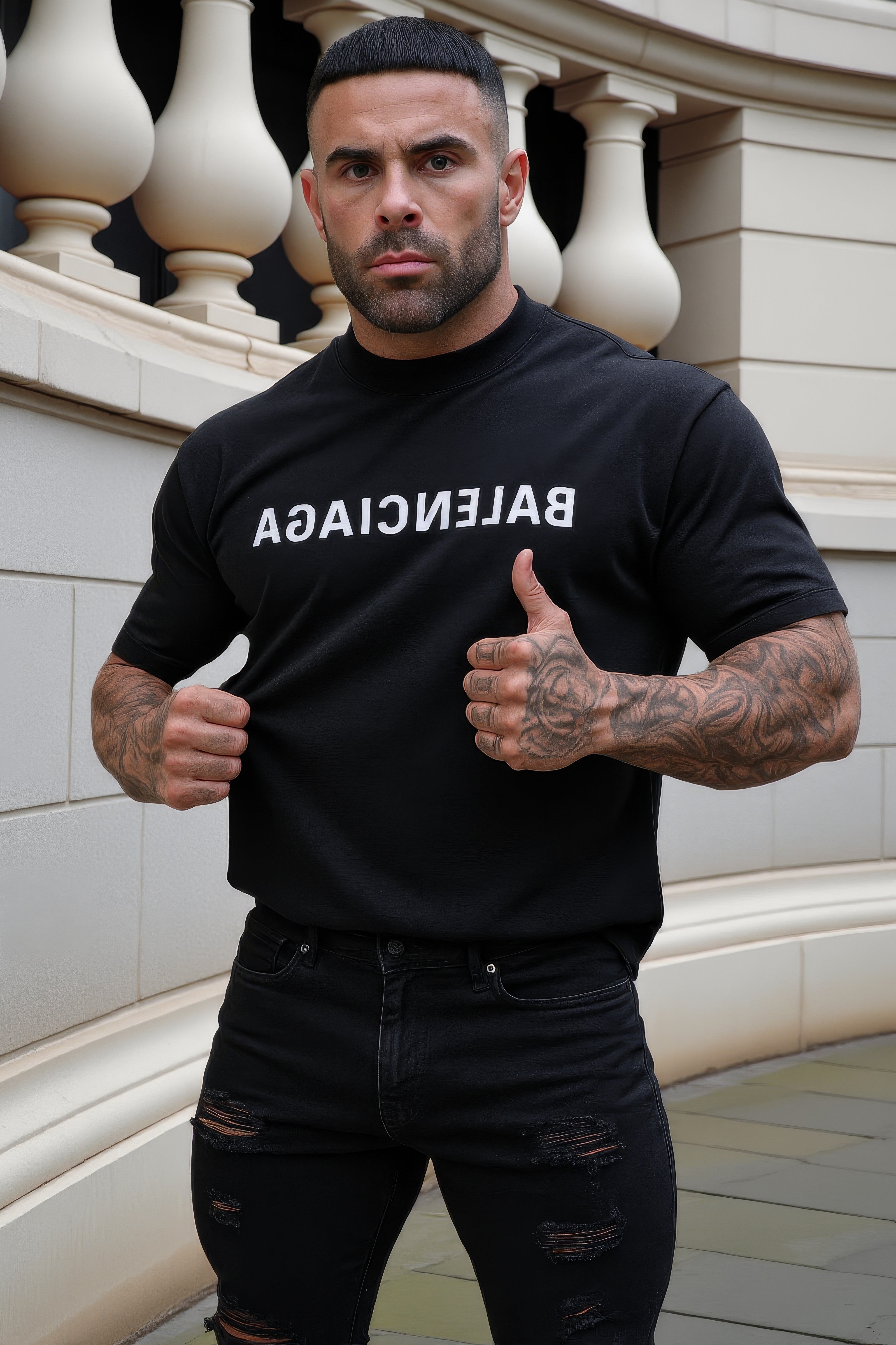 LUXURY HUB BALENCIAGA REVERSED LOGO TEE