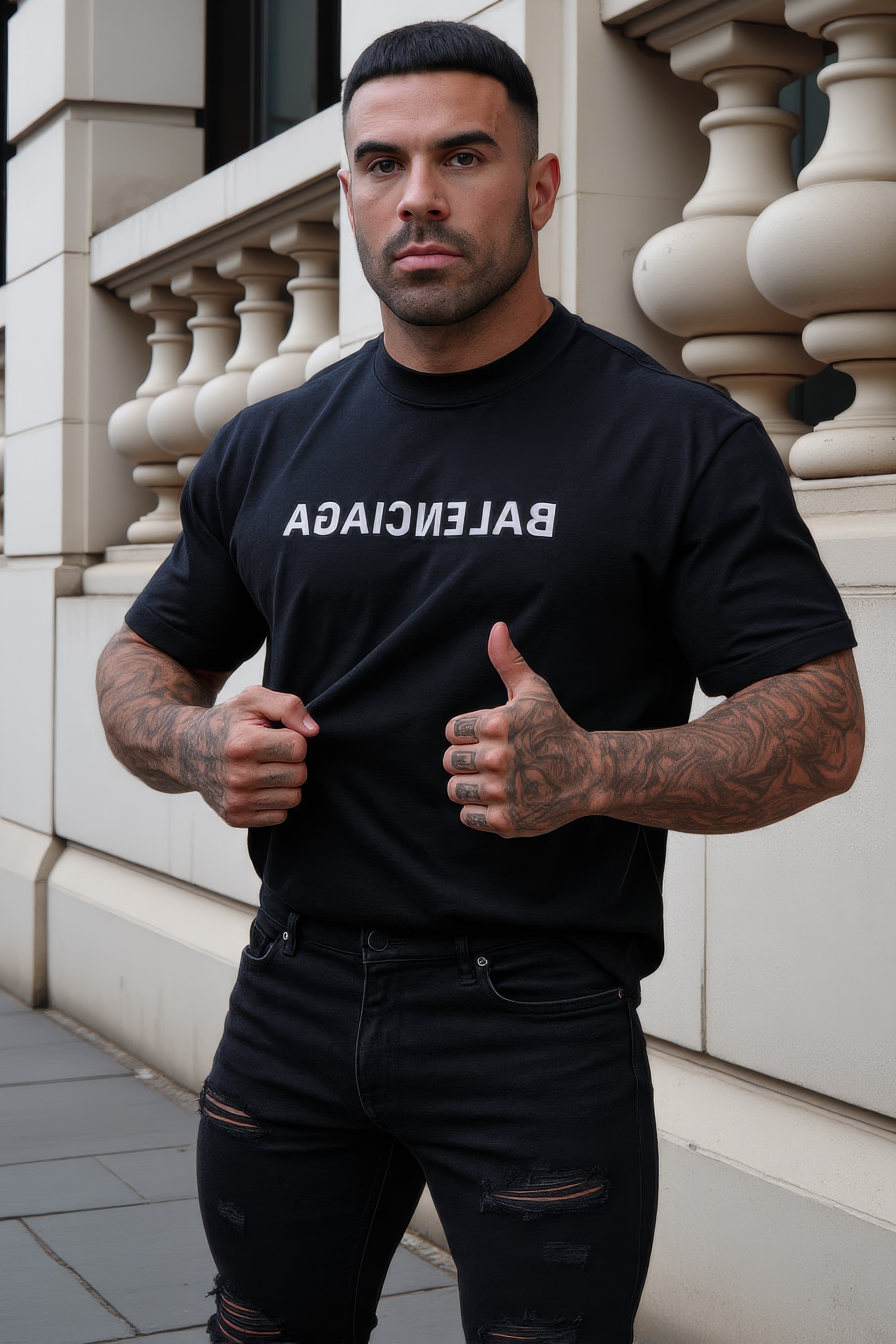 LUXURY HUB BALENCIAGA REVERSED LOGO TEE