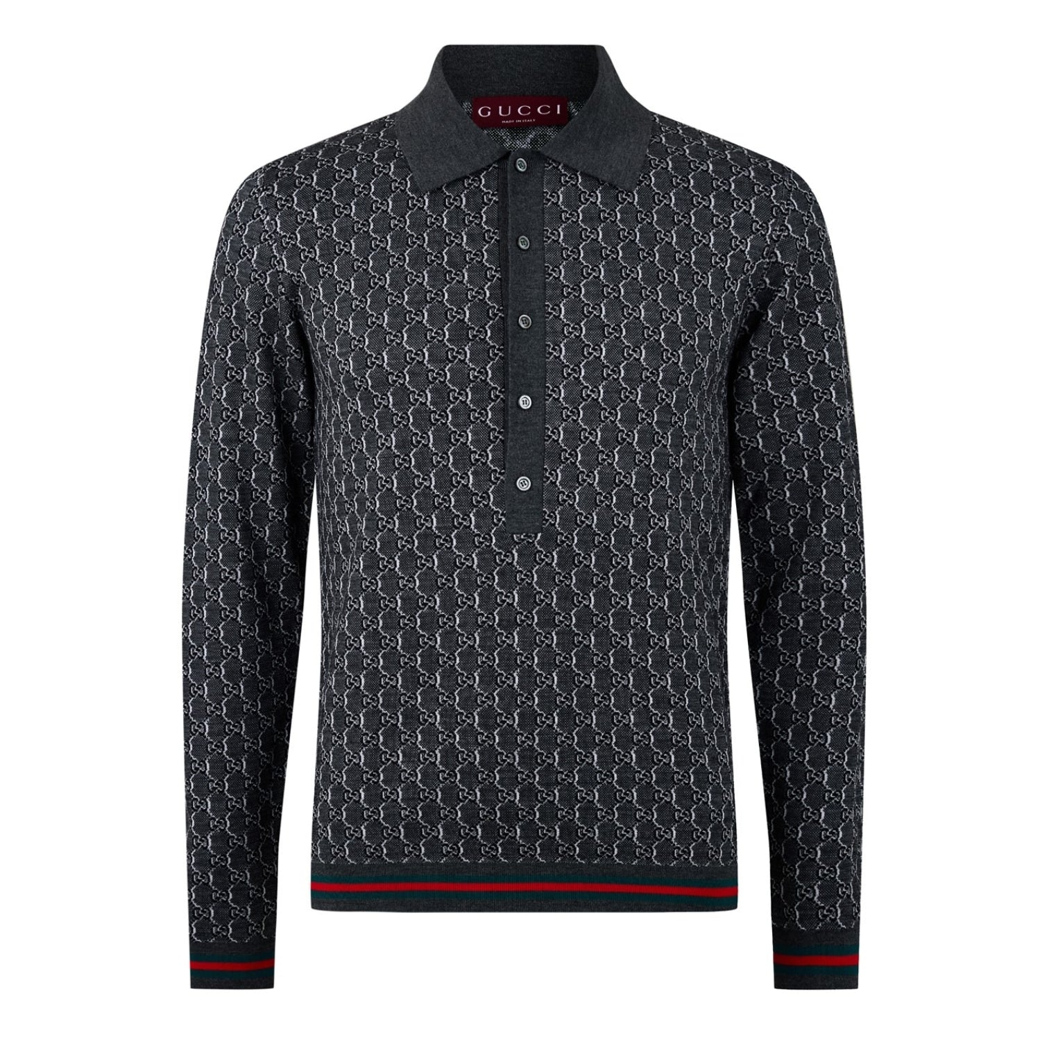 LUXURY HUB GUCCI LONG SLEEVE KNIT POLO SHIRT