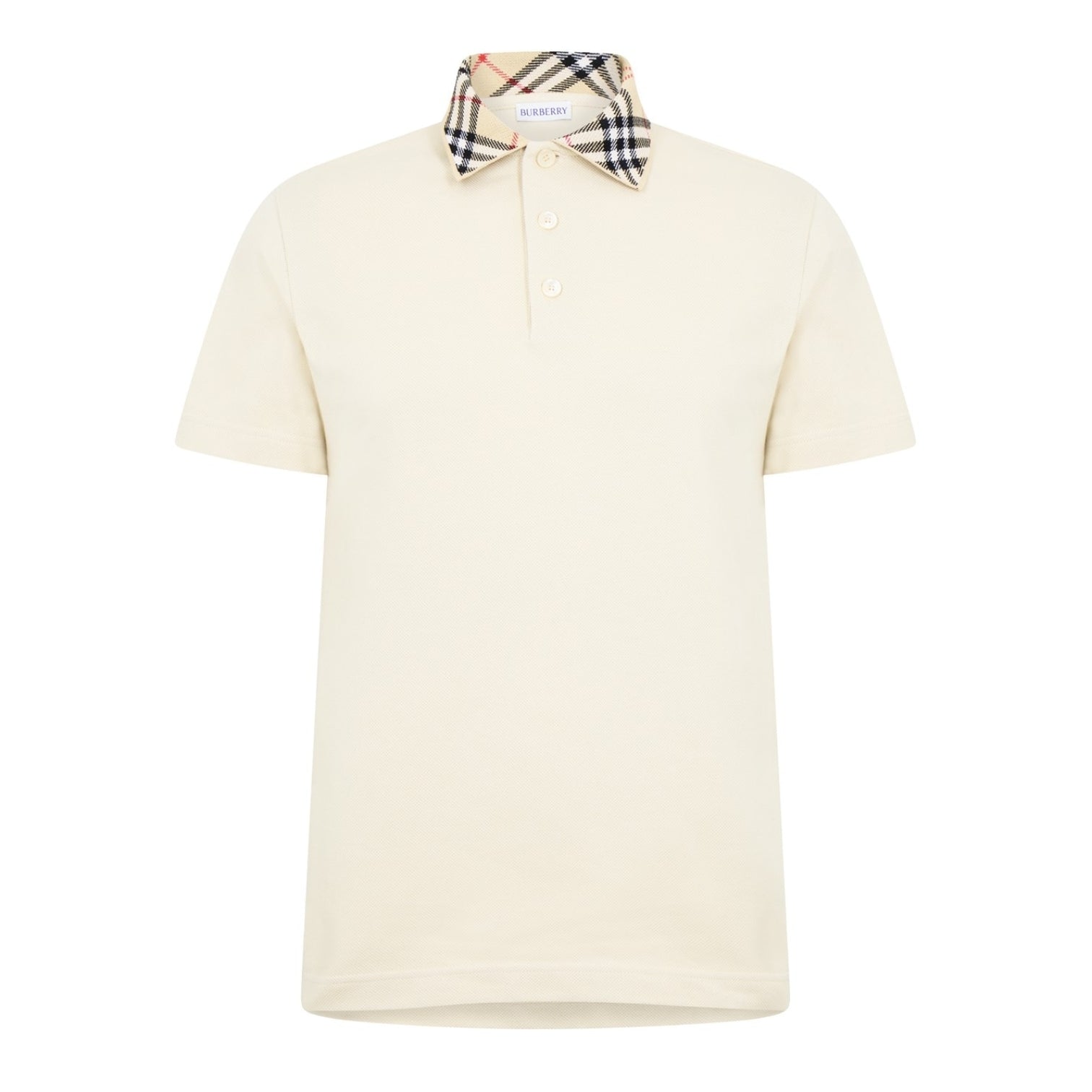 LUXURY HUB BURBERRY CHECK COLLAR POLO SHIRT