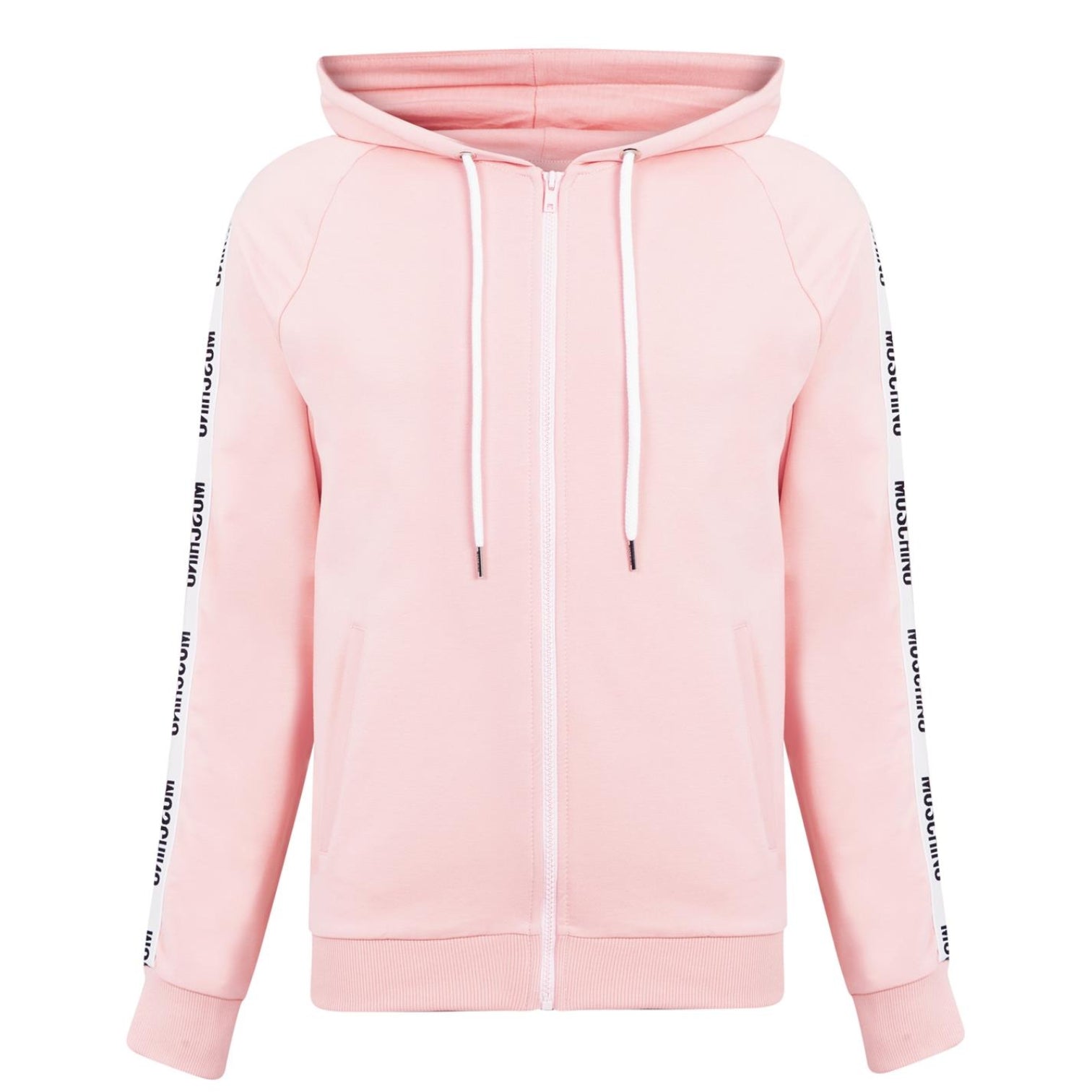 LUXURY HUB MOSCHINO LOGO TAPE ZIP HOODIE