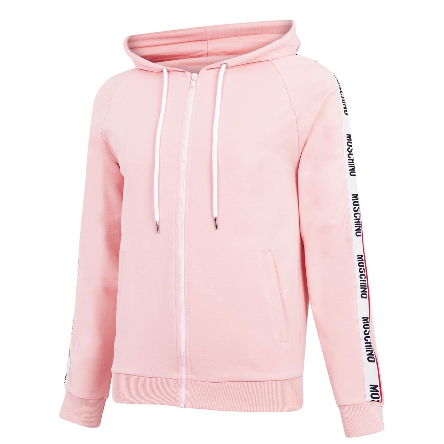 LUXURY HUB MOSCHINO LOGO TAPE ZIP HOODIE