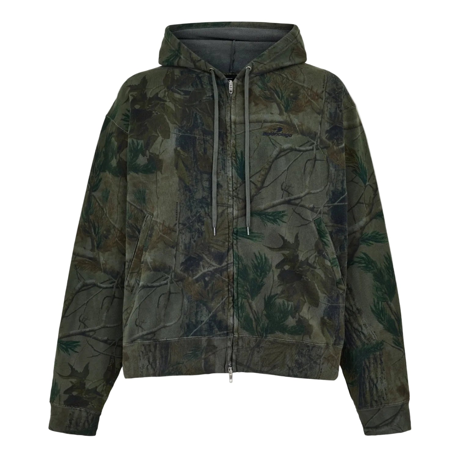 LUXURY HUB BALENCIAGA MEN'S BAL SPORTS LOGO FULL ZIP RELAXED FIT HOODIE