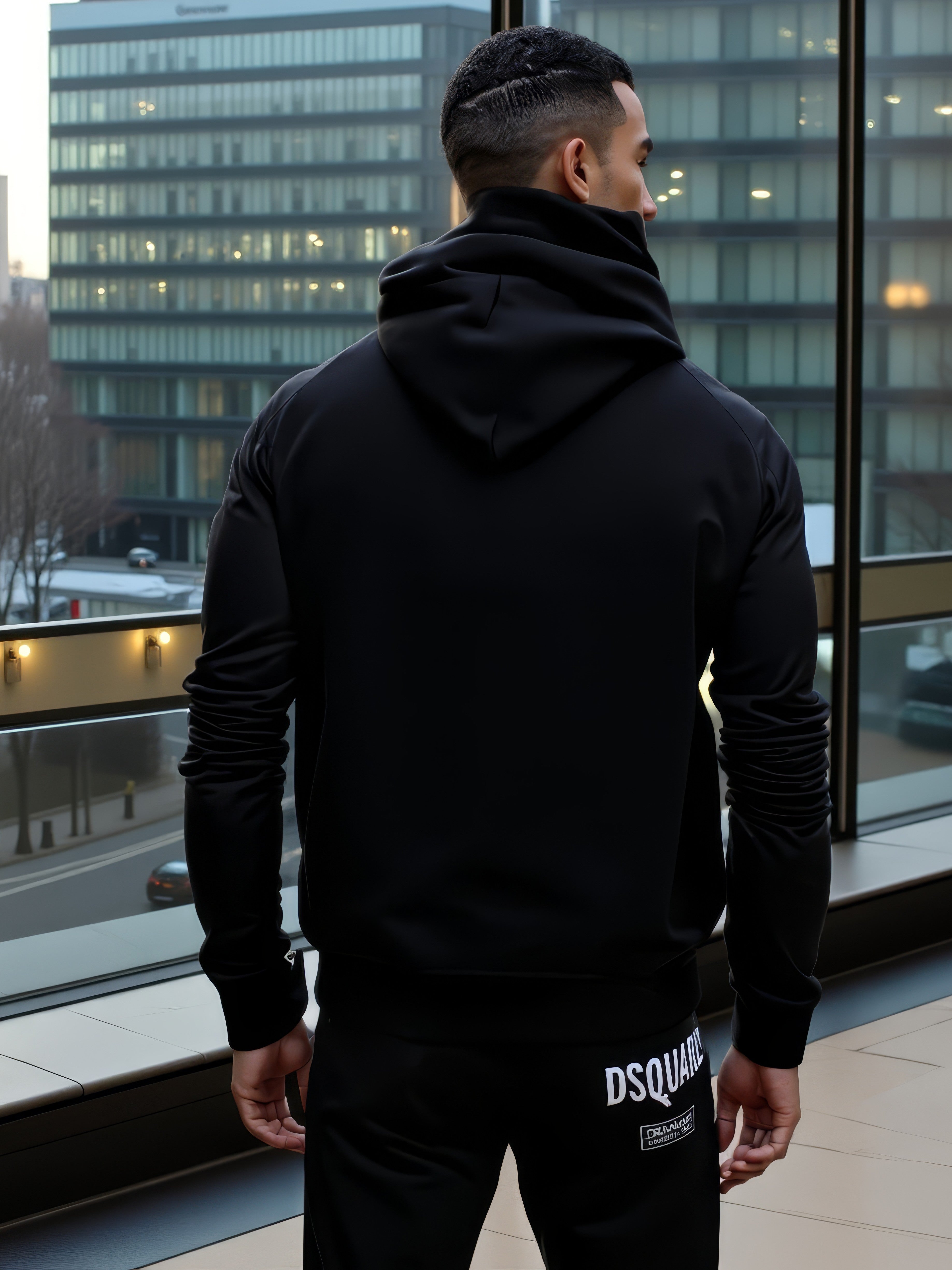 LUXURY HUB DSQUARED2 LOGO PRINT ZIP HOODIE