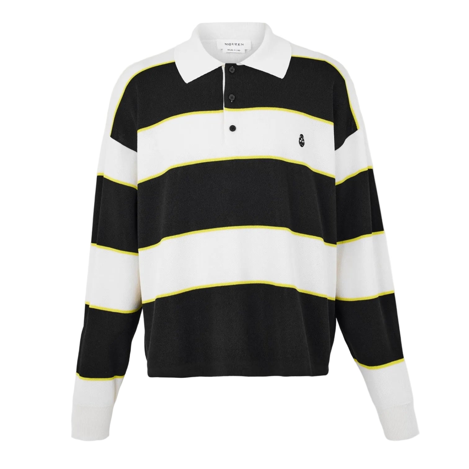 LUXURY HUB ALEXANDER MCQUEEN MEN'S RUGBY CONTRASTING COLLAR POLO SHIRT