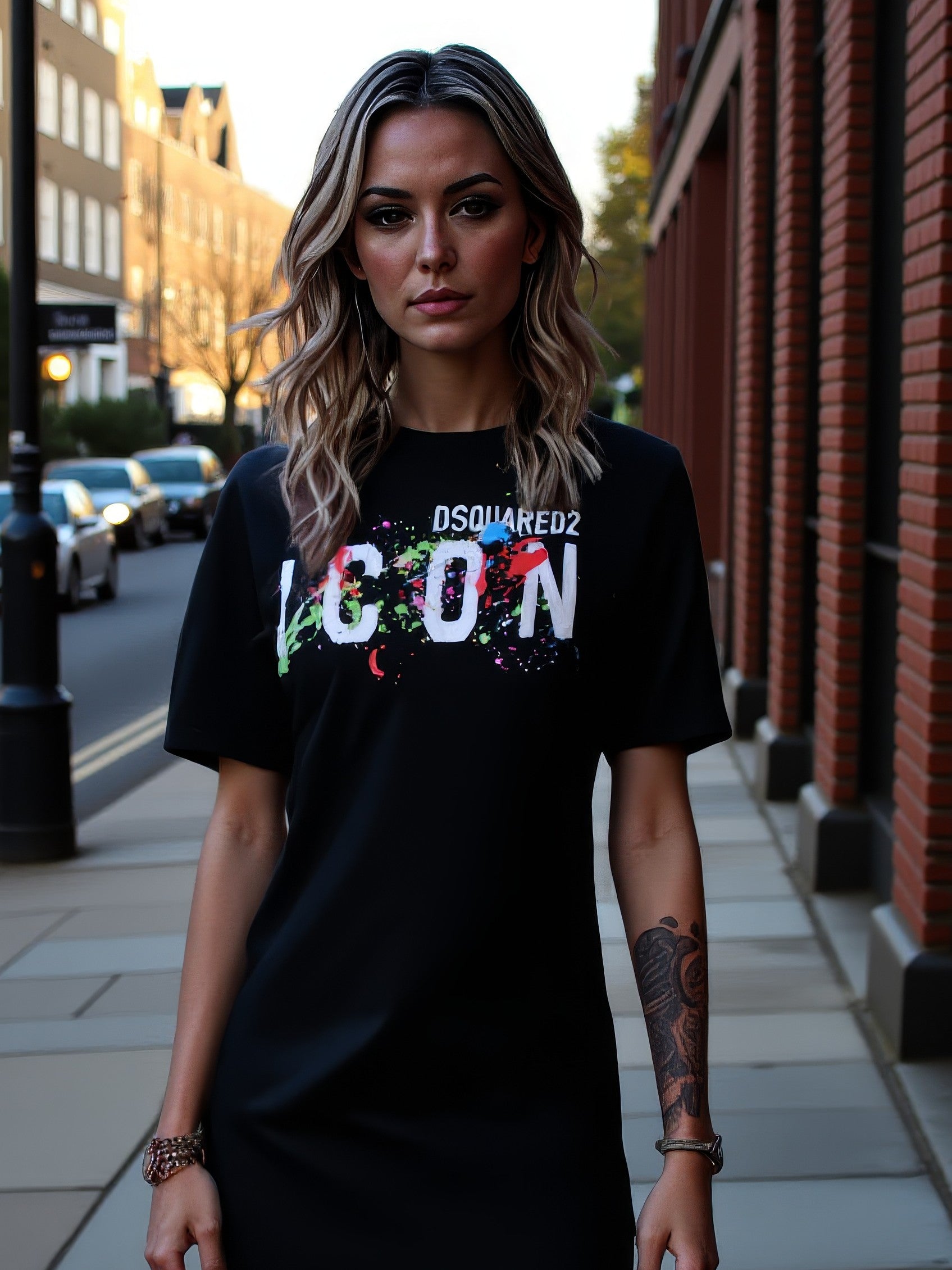 LUXURY HUB DSQUARED2 ICON SPLAT DRESS