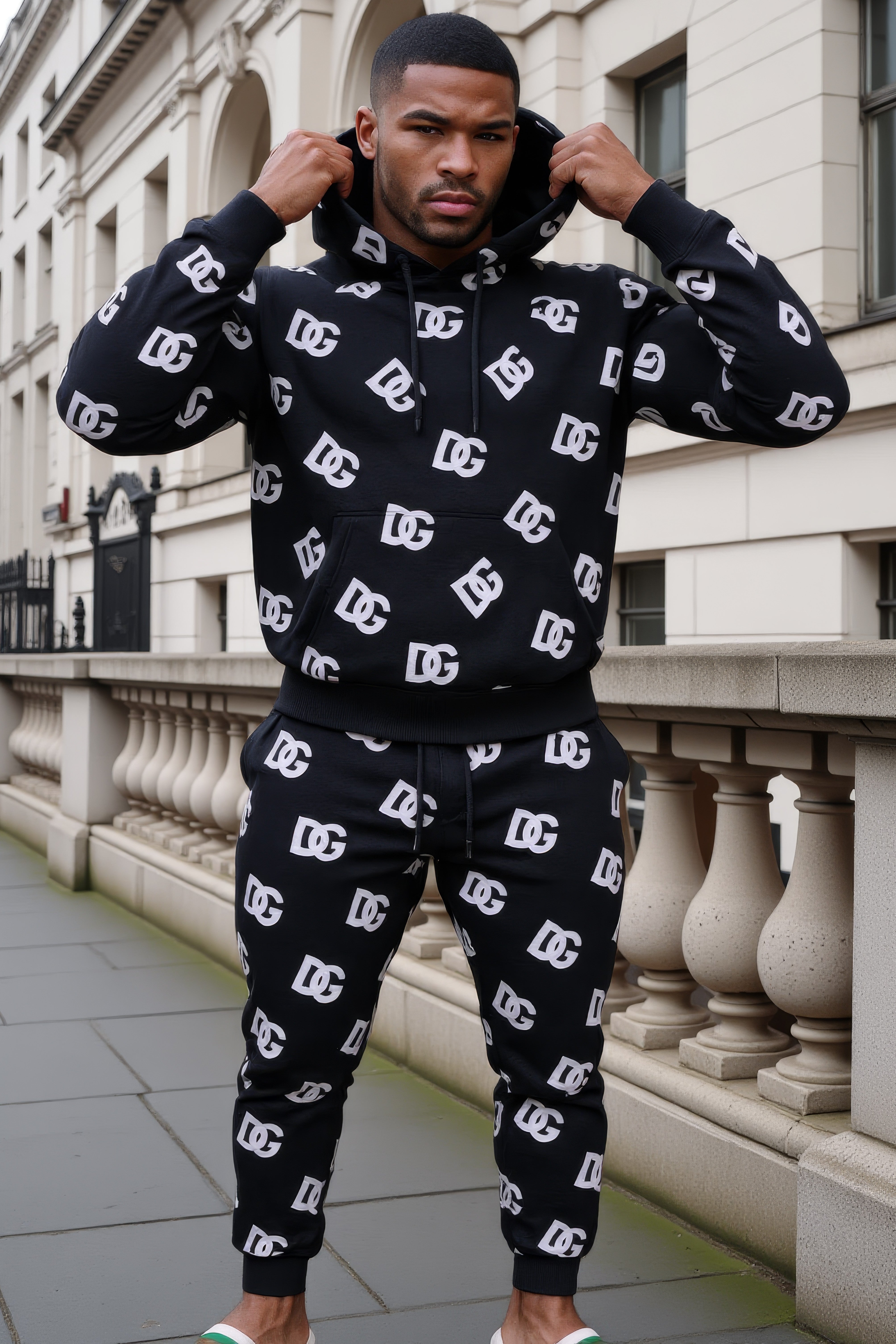 LUXURY HUB DOLCE AND GABBANA ALL OVER LOGO HOODIE