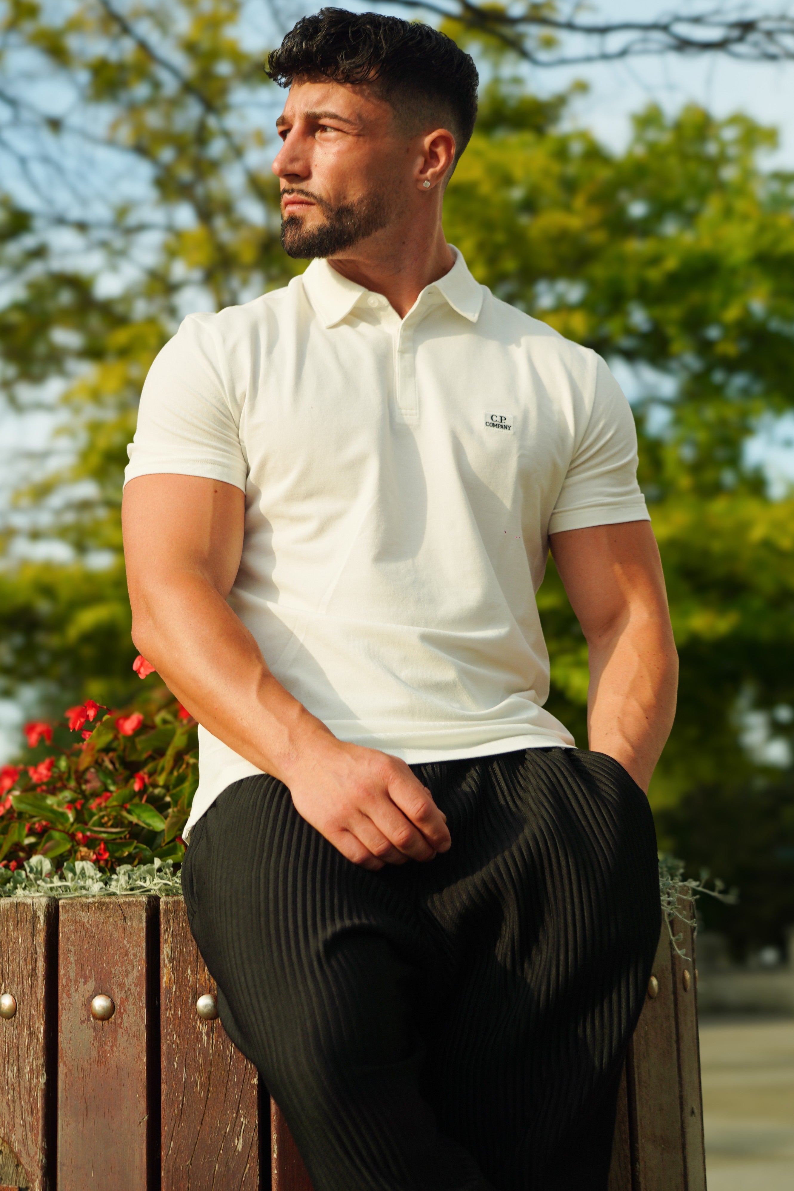 LUXURY HUB CP COMPANY SHORT SLEEVE LOGO PATCH POLO SHIRT