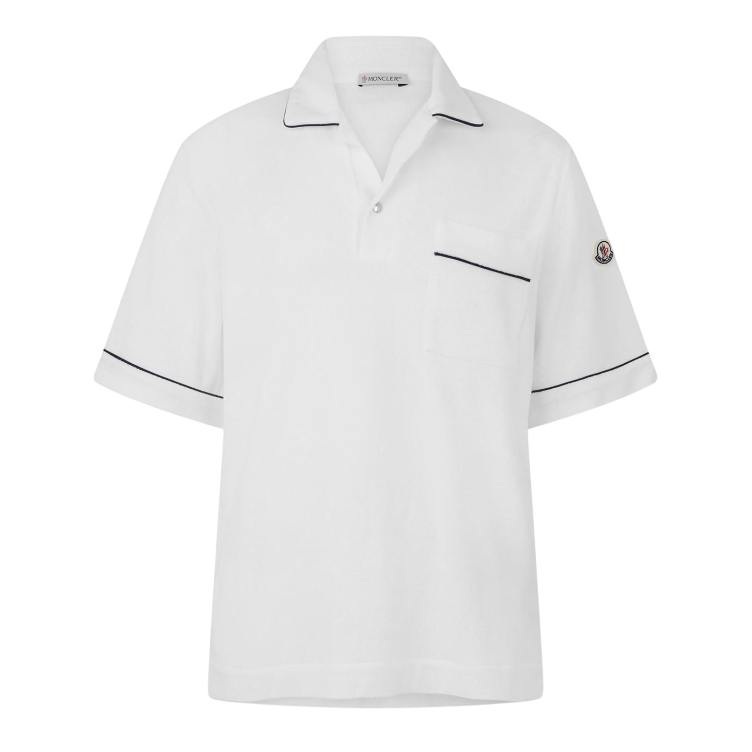 LUXURY HUB MONCLER MEN'S TOWEL TEXTURED SHORT SLEEVE POLO SHIRT