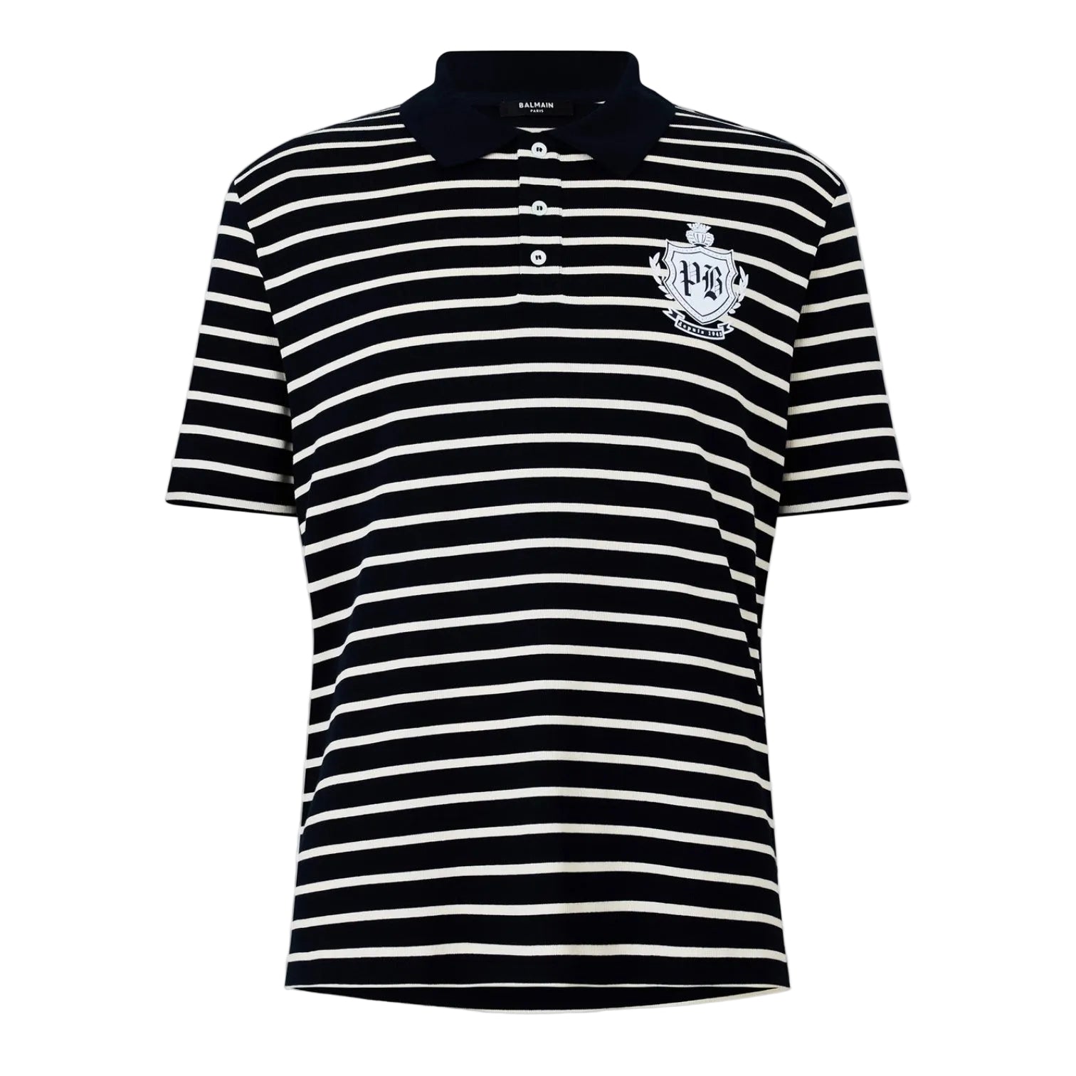 LUXURY HUB BALMAIN MEN'S COTTON SHORT SLEEVE POLO SHIRT