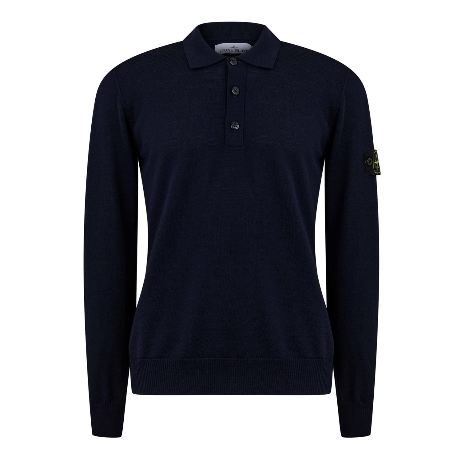 LUXURY HUB STONE ISLAND BUTTON WOOL POLO SHIRT