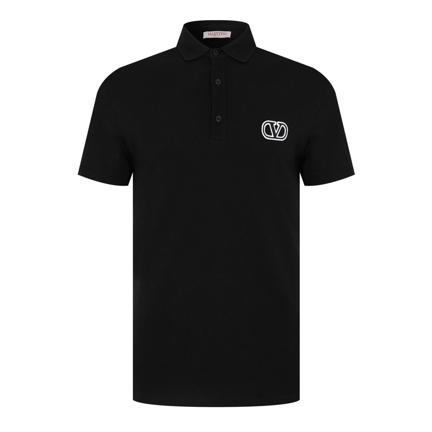 LUXURY HUB VALENTINO EMBROIDERED V EMBLEM POLO SHIRT